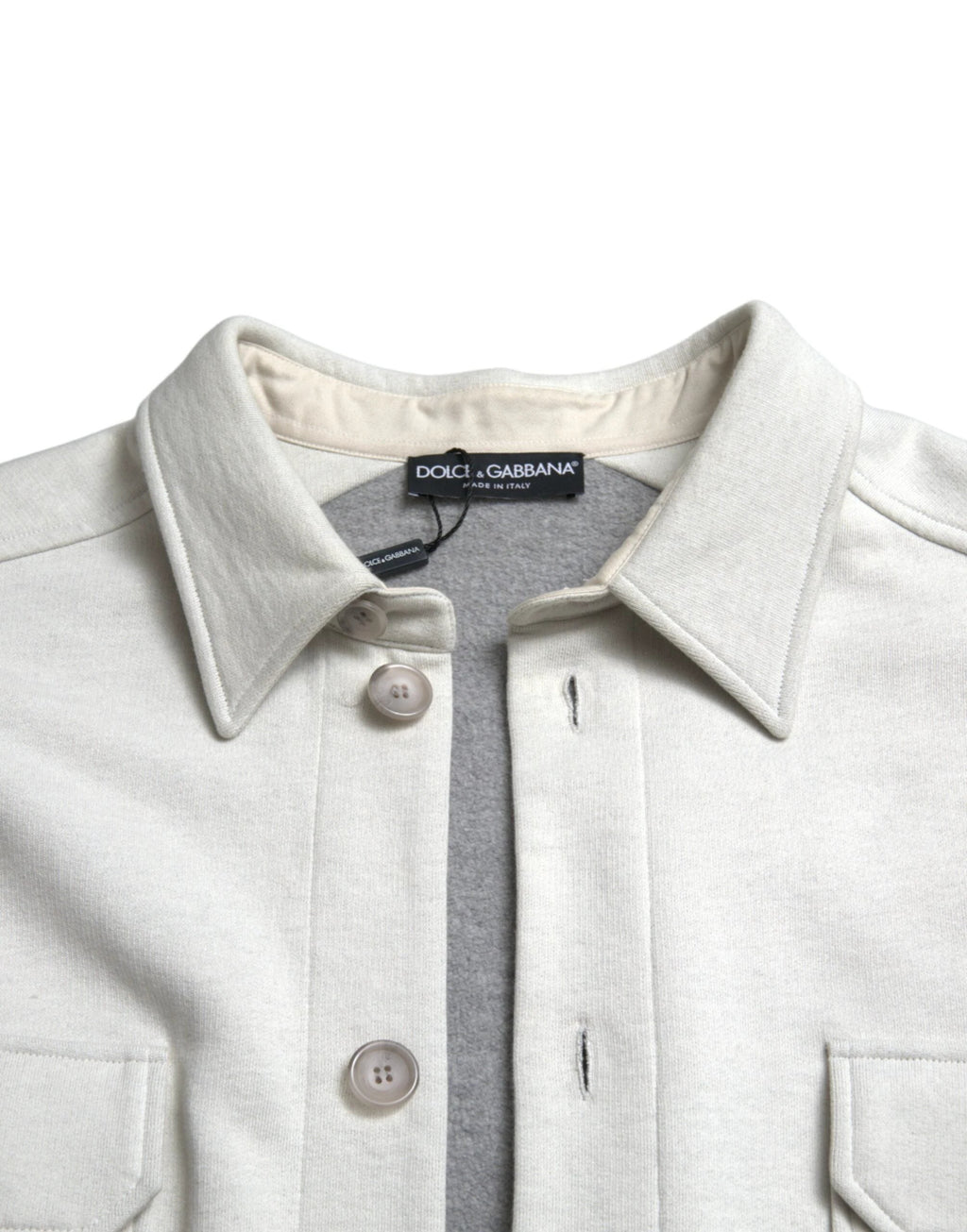 Dolce & Gabbana Grey Cotton Button Down Collared Coat Jacket by Dolce & Gabbana