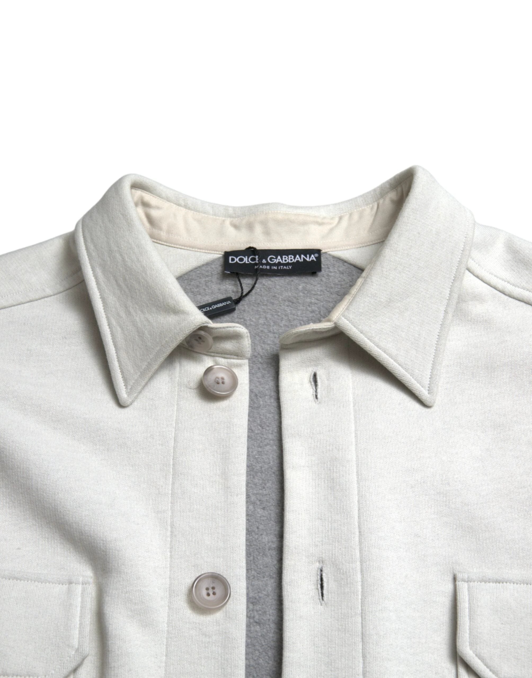 Dolce & Gabbana Grey Cotton Button Down Collared Coat Jacket by Dolce & Gabbana