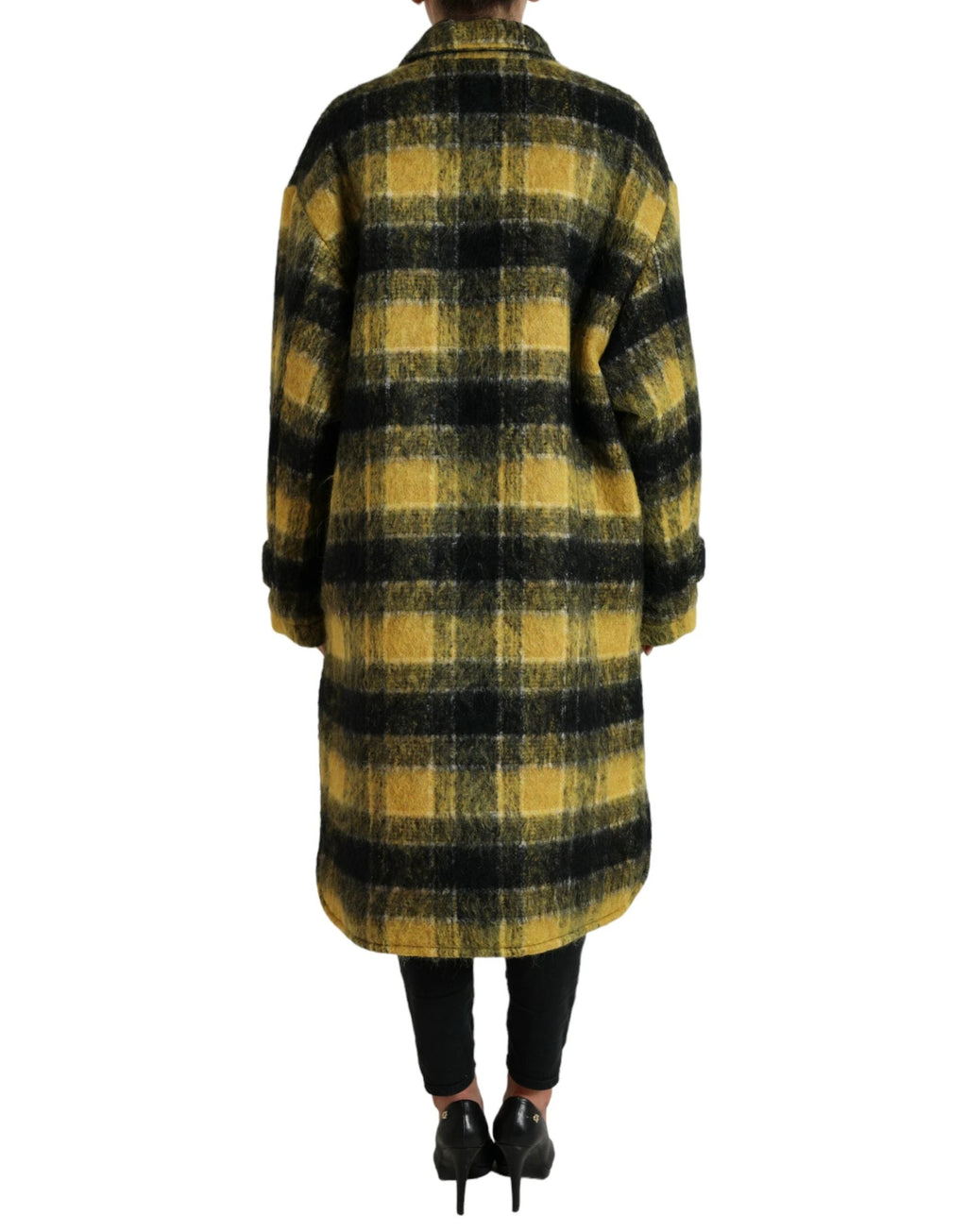 Dolce & Gabbana Yellow Plaid Long Sleeve Casual Coat Jacket by Dolce & Gabbana