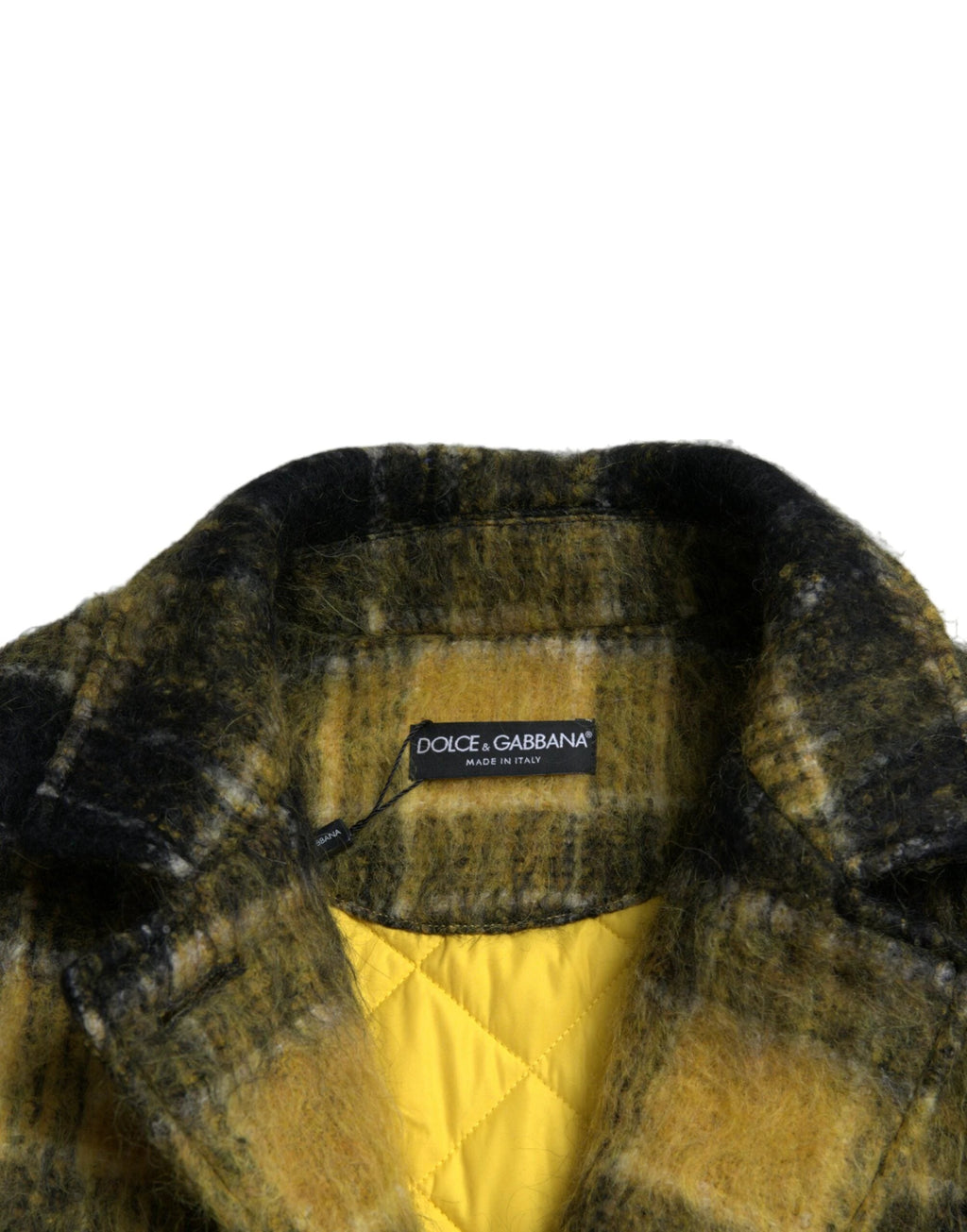 Dolce & Gabbana Yellow Plaid Long Sleeve Casual Coat Jacket by Dolce & Gabbana