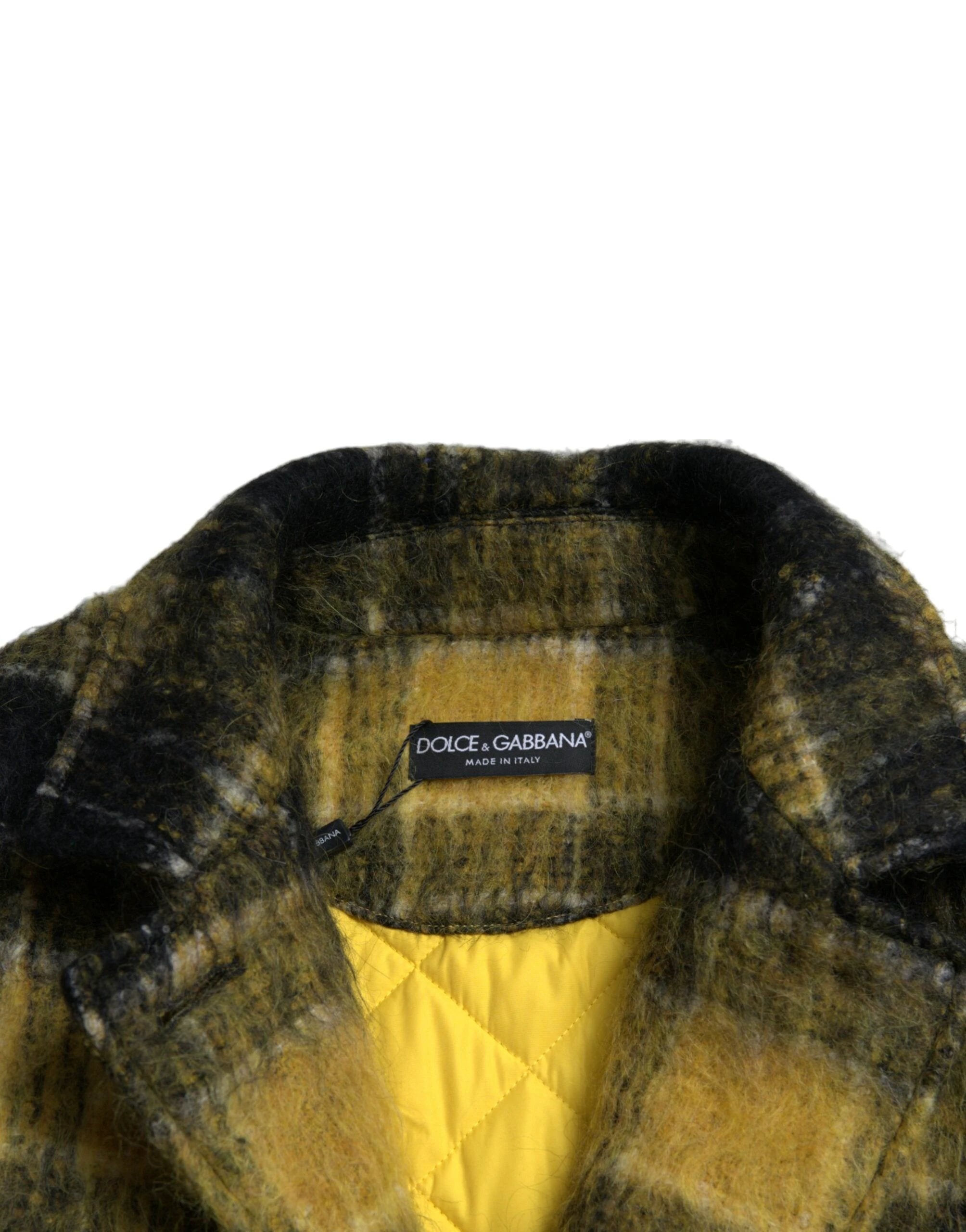Dolce & Gabbana Yellow Plaid Long Sleeve Casual Coat Jacket by Dolce & Gabbana