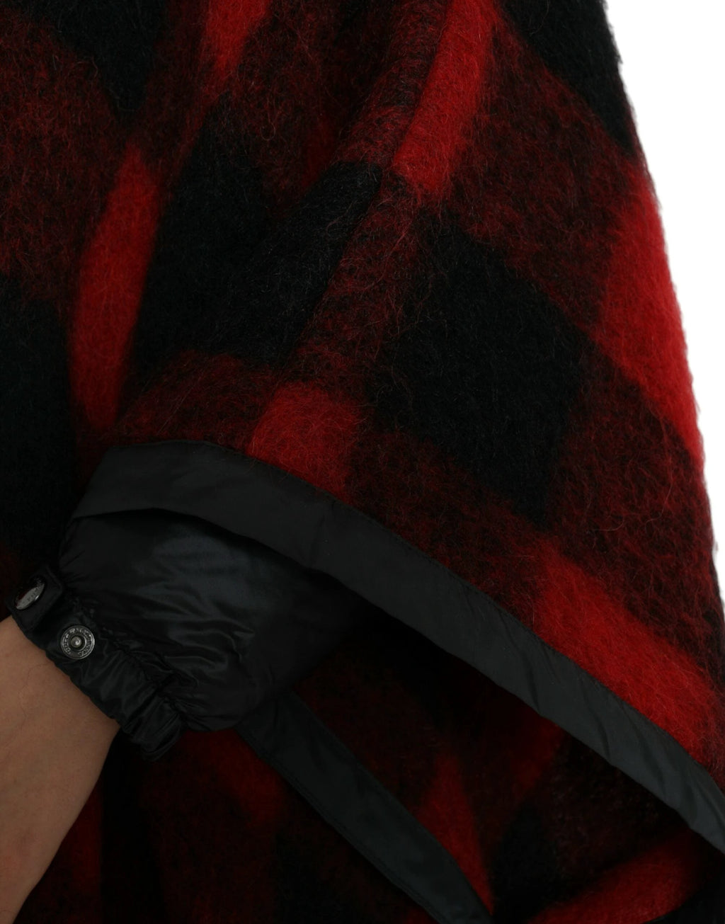 Dolce & Gabbana Black Red Buffalo Check Hooded Poncho Jacket by Dolce & Gabbana