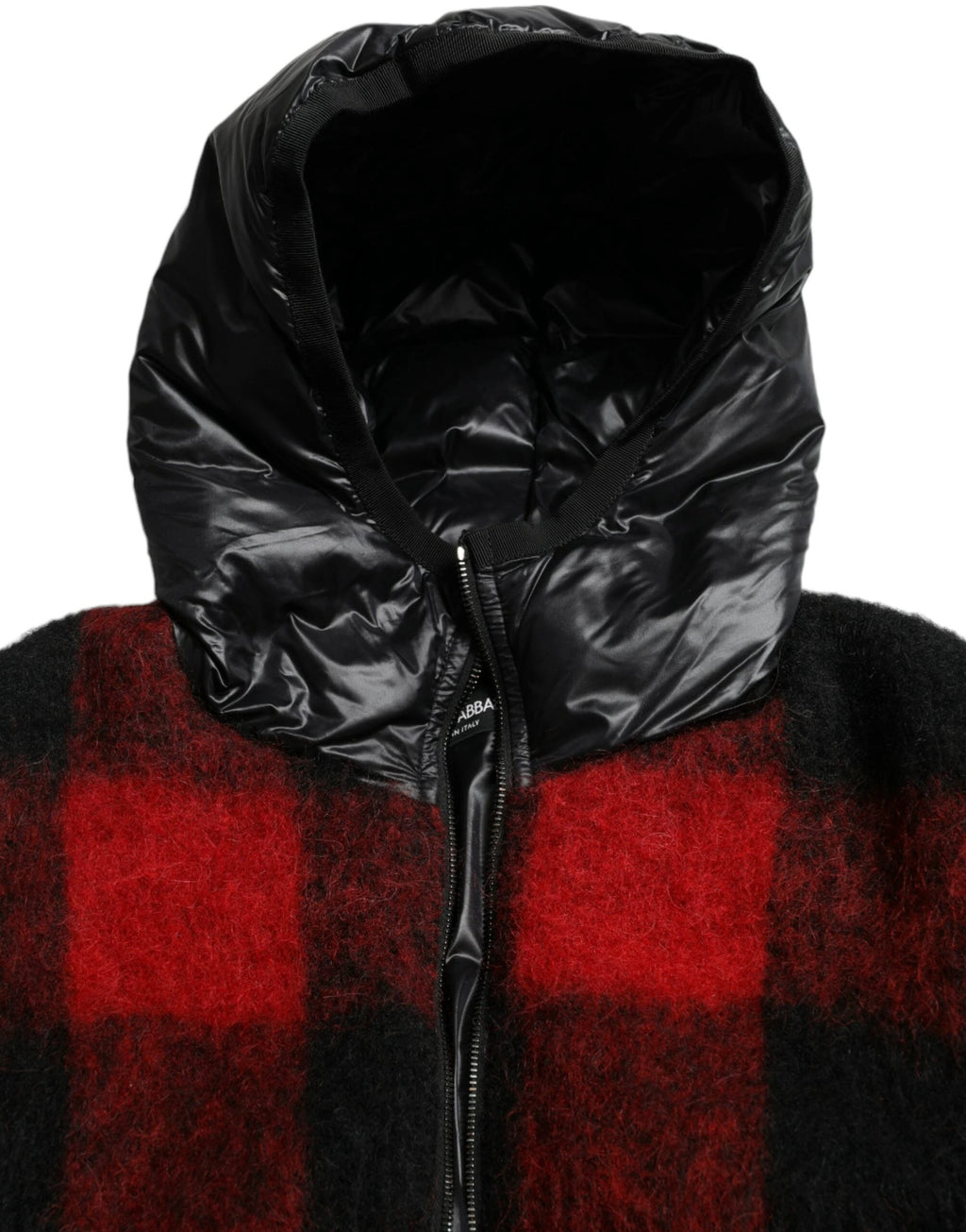Dolce & Gabbana Black Red Buffalo Check Hooded Poncho Jacket by Dolce & Gabbana