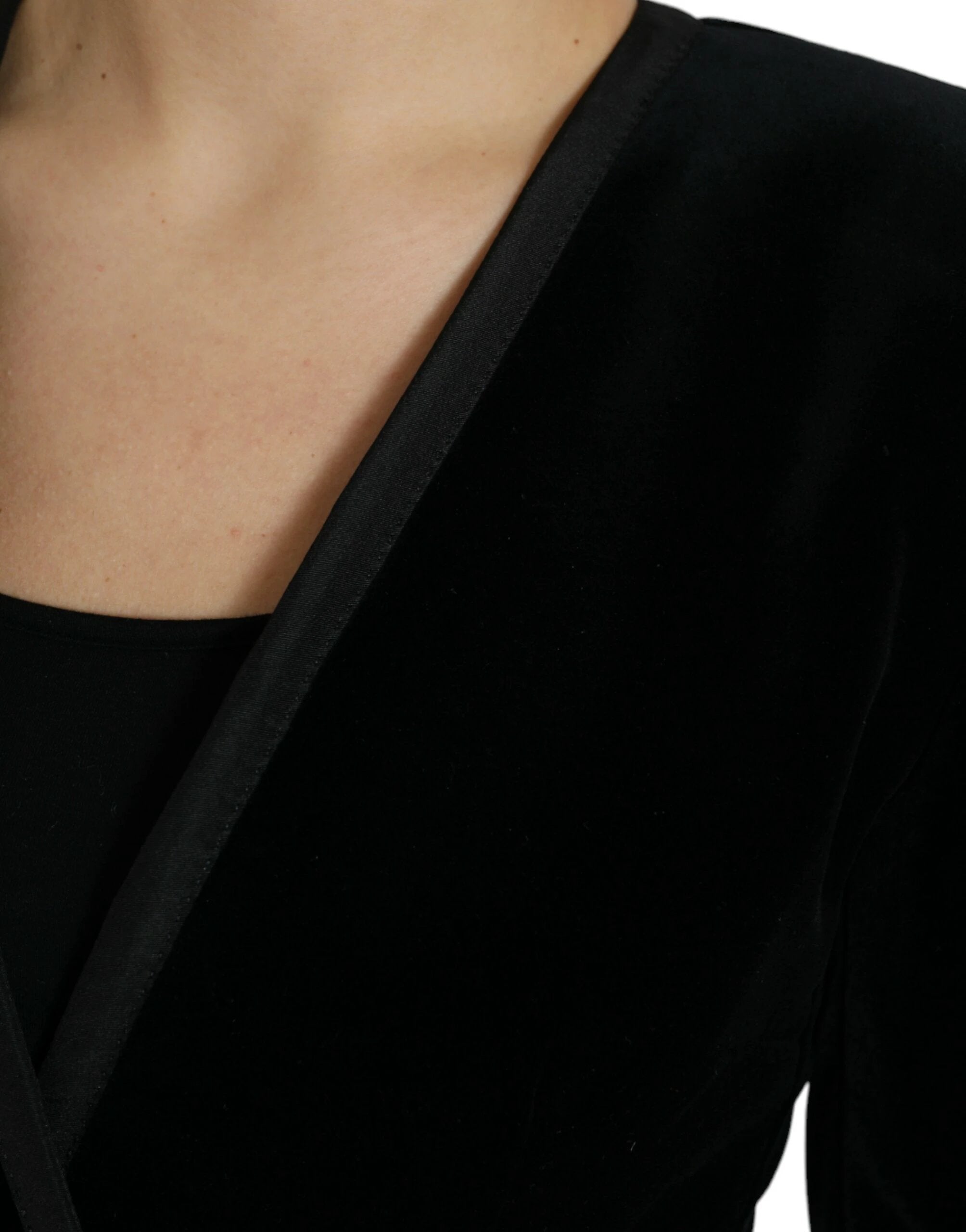 Dolce & Gabbana Black Velvet Cotton Double Breasted Jacket by Dolce & Gabbana