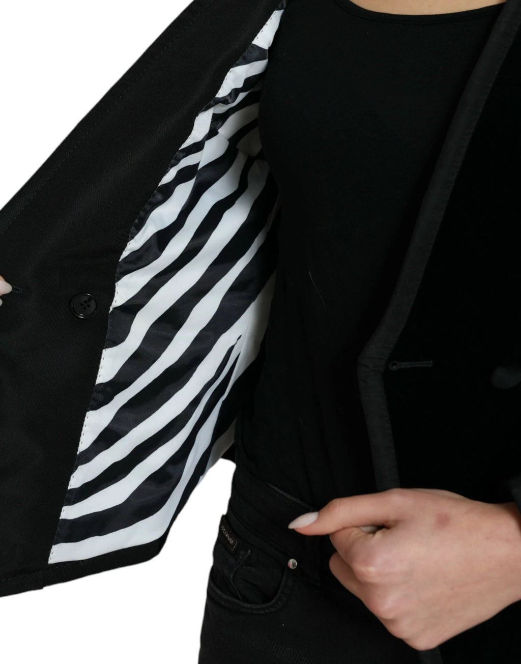 Dolce & Gabbana Black Velvet Cotton Double Breasted Jacket by Dolce & Gabbana