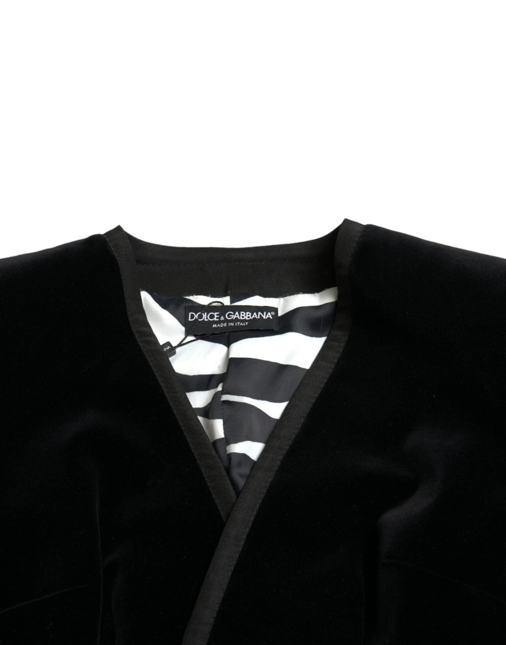 Dolce & Gabbana Black Velvet Cotton Double Breasted Jacket by Dolce & Gabbana