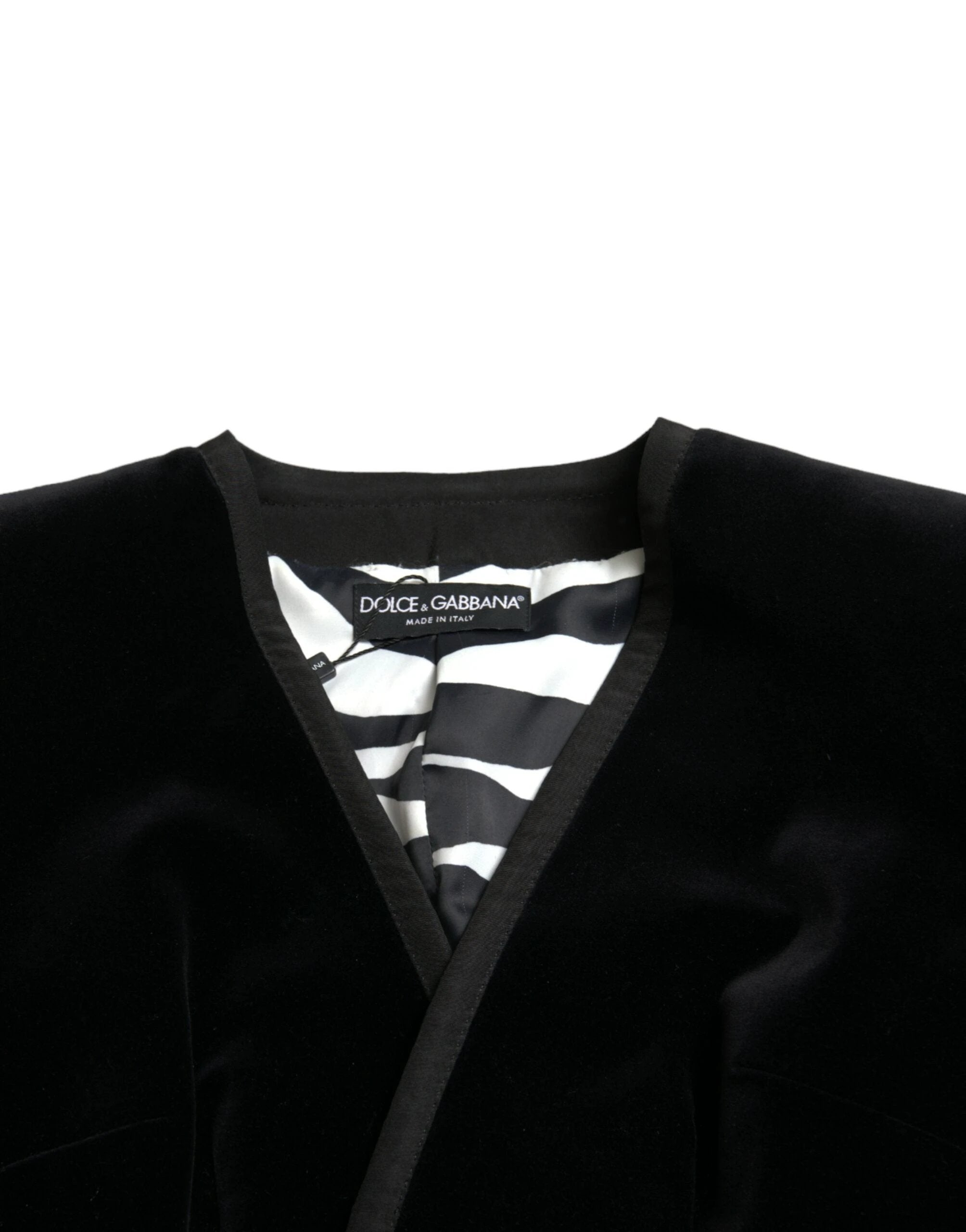Dolce & Gabbana Black Velvet Cotton Double Breasted Jacket by Dolce & Gabbana