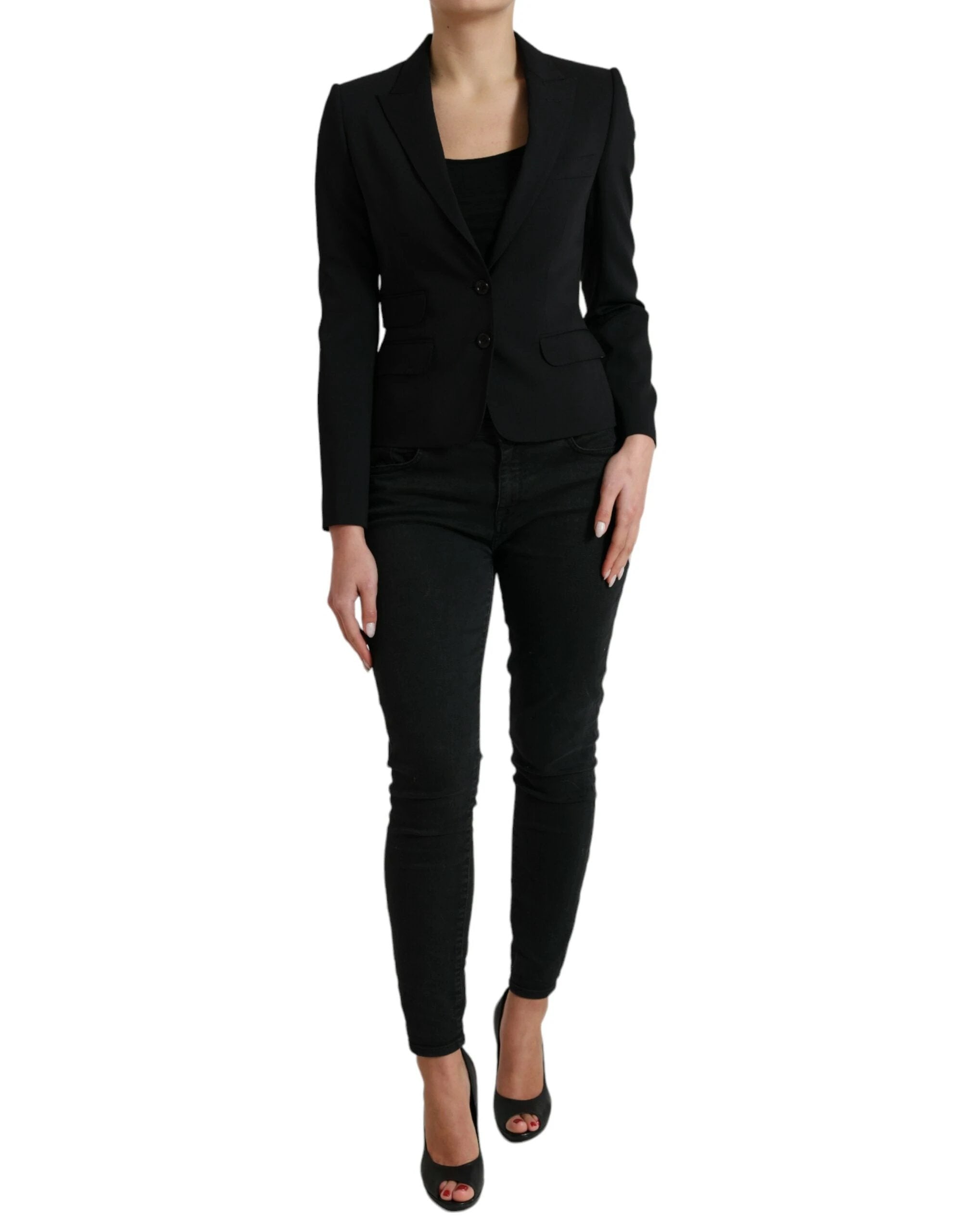Dolce & Gabbana Black Wool Single Breasted Blazer Coat Jacket by Dolce & Gabbana