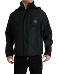 Dolce & Gabbana Black Polyester Logo Plaque Hooded Jacket by Dolce & Gabbana