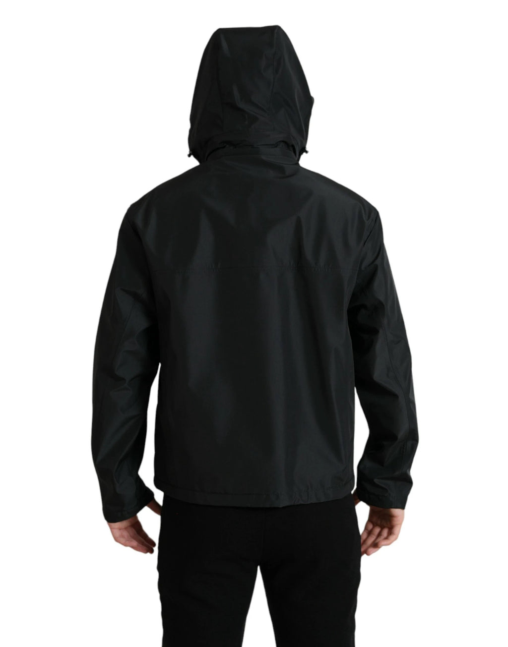 Dolce & Gabbana Black Polyester Logo Plaque Hooded Jacket by Dolce & Gabbana