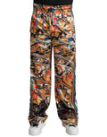 Dolce & Gabbana Multicolor Marble Print Satin Pants by Dolce & Gabbana