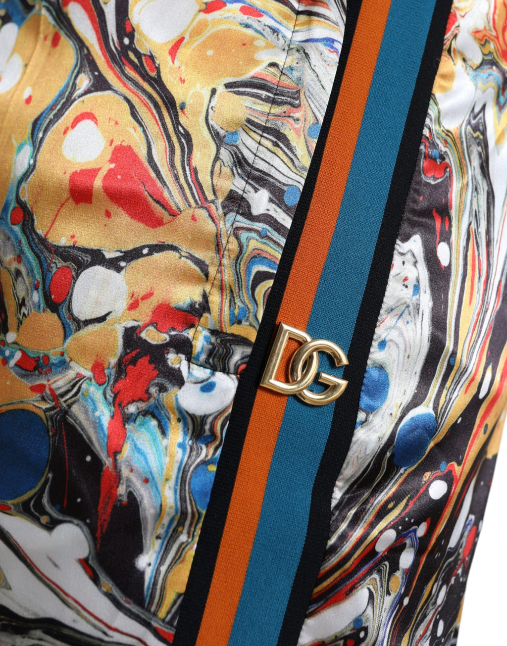 Dolce & Gabbana Multicolor Marble Print Satin Pants by Dolce & Gabbana