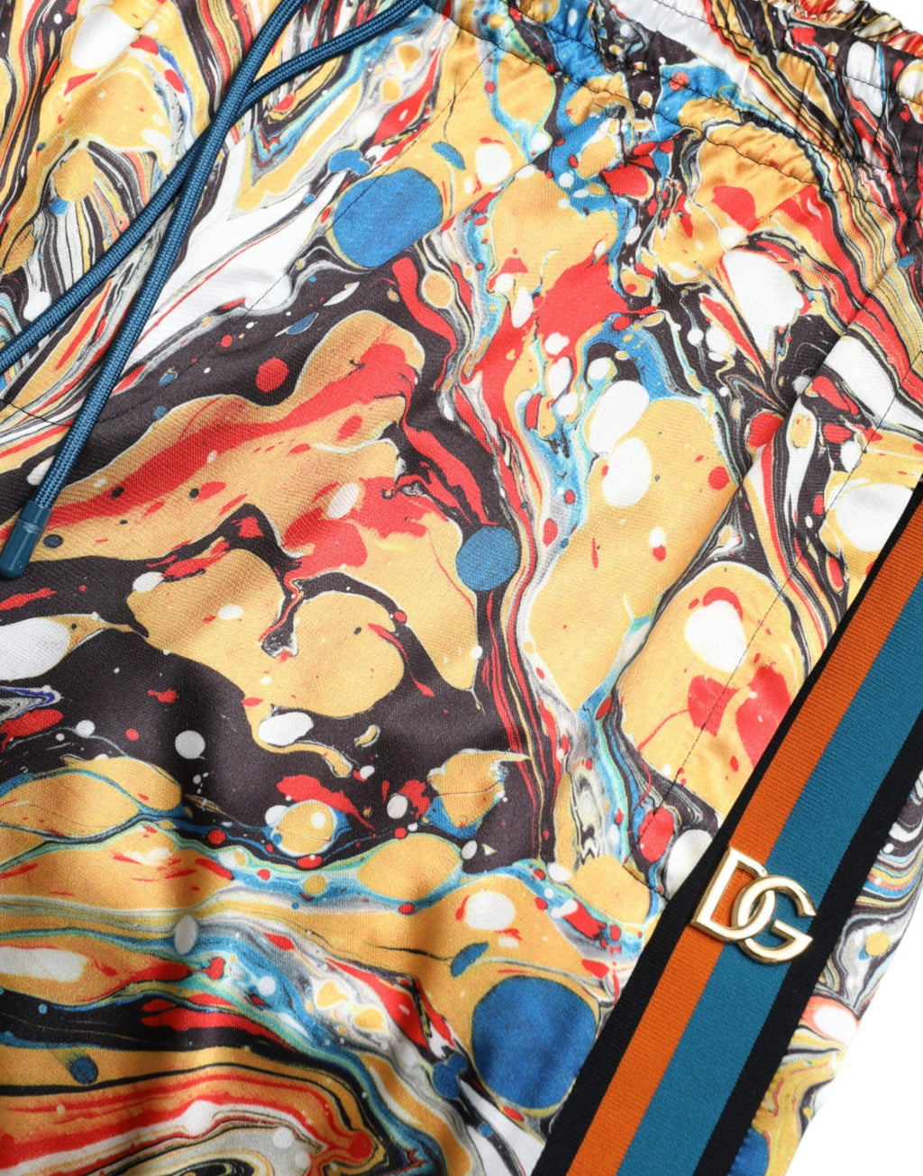 Dolce & Gabbana Multicolor Marble Print Satin Pants by Dolce & Gabbana