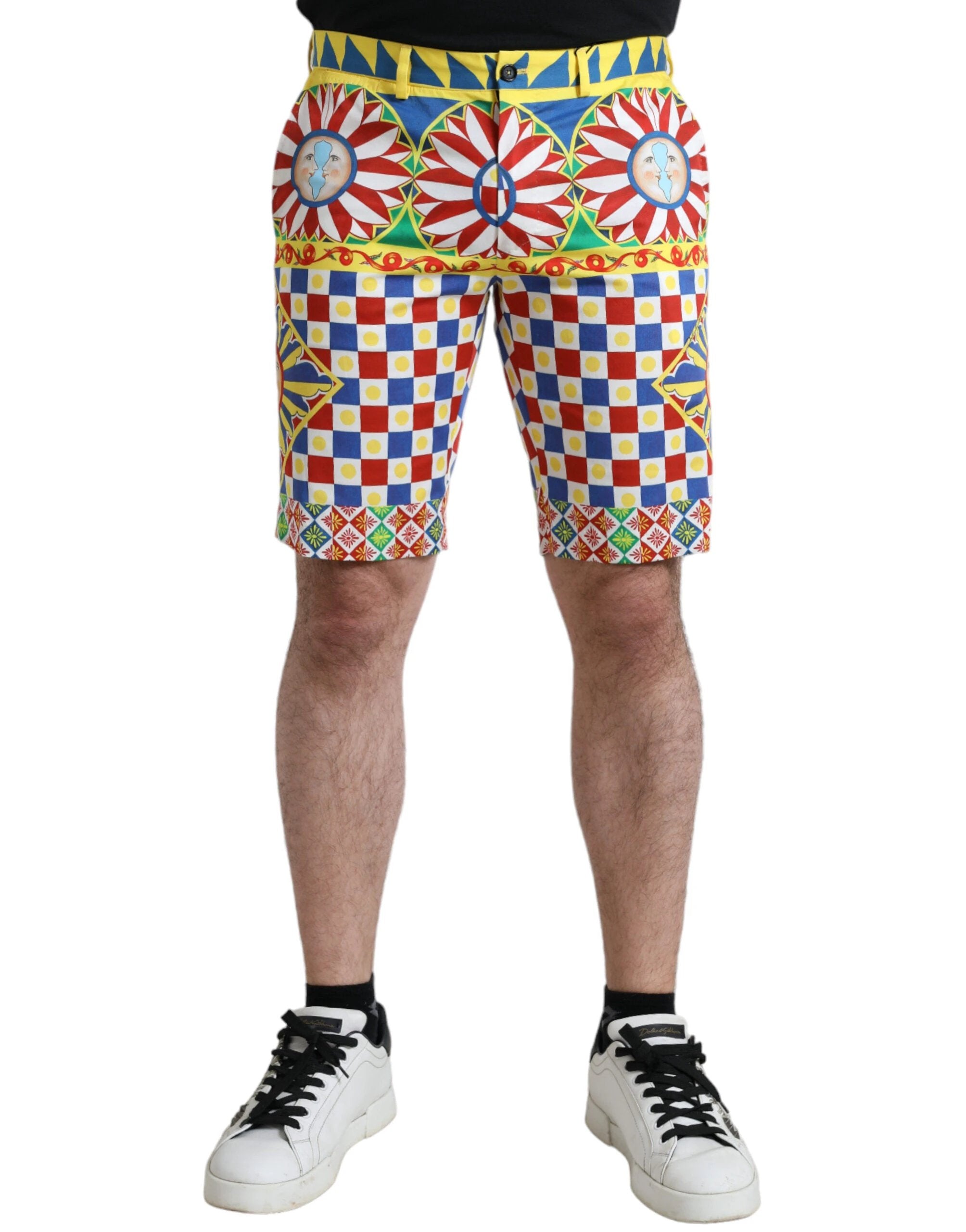 Dolce & Gabbana Multicolor Carretto Print Men Bermuda Shorts by Dolce & Gabbana