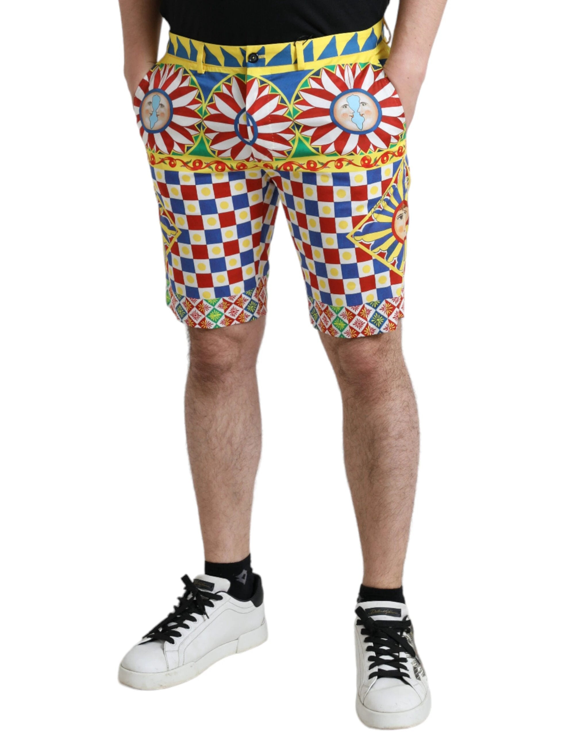 Dolce & Gabbana Multicolor Carretto Print Men Bermuda Shorts by Dolce & Gabbana