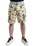 Dolce & Gabbana Multicolor Floral Print Denim Bermuda Shorts by Dolce & Gabbana