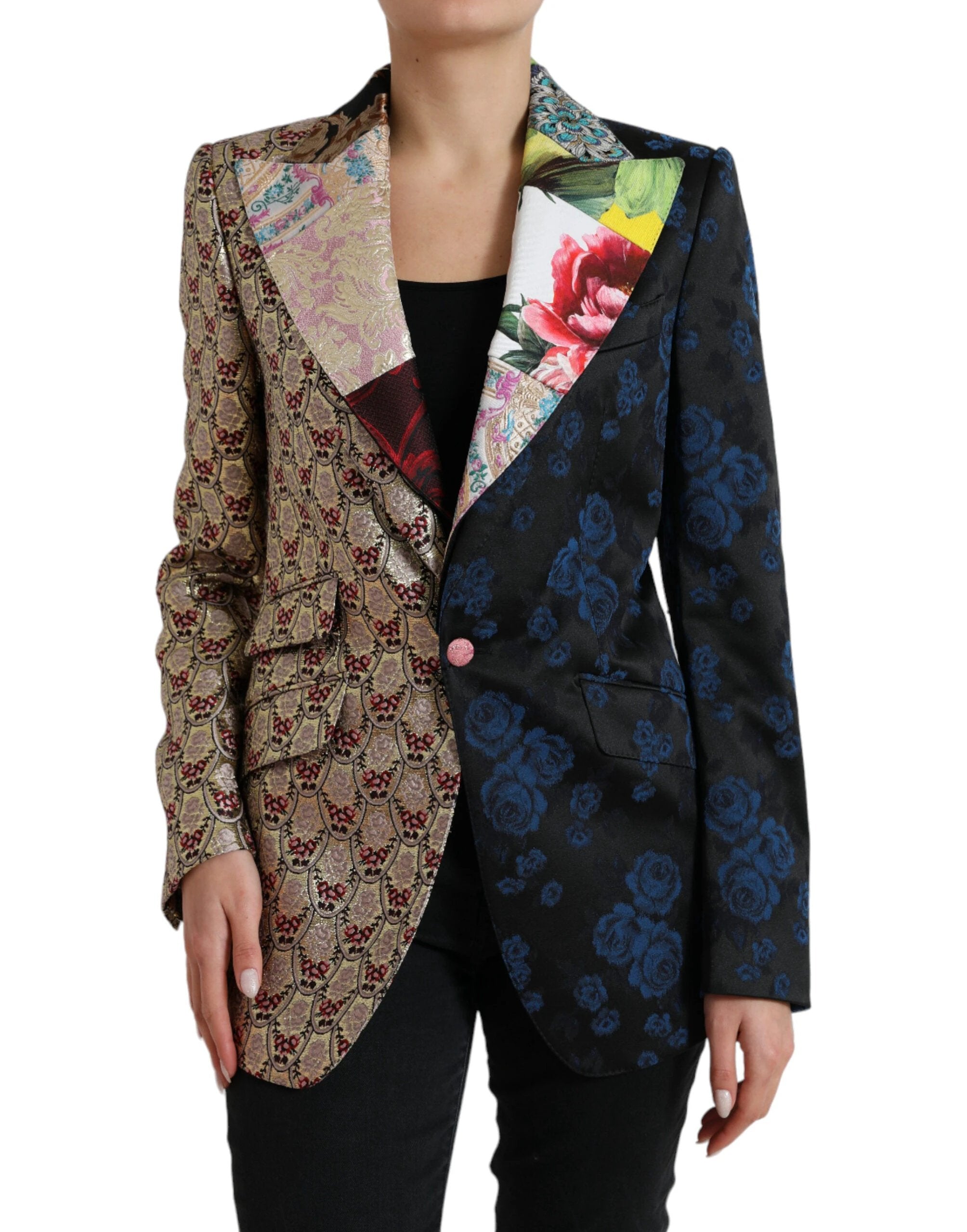Dolce & Gabbana Multicolor Floral Patchwork Jacquard Jacket by Dolce & Gabbana