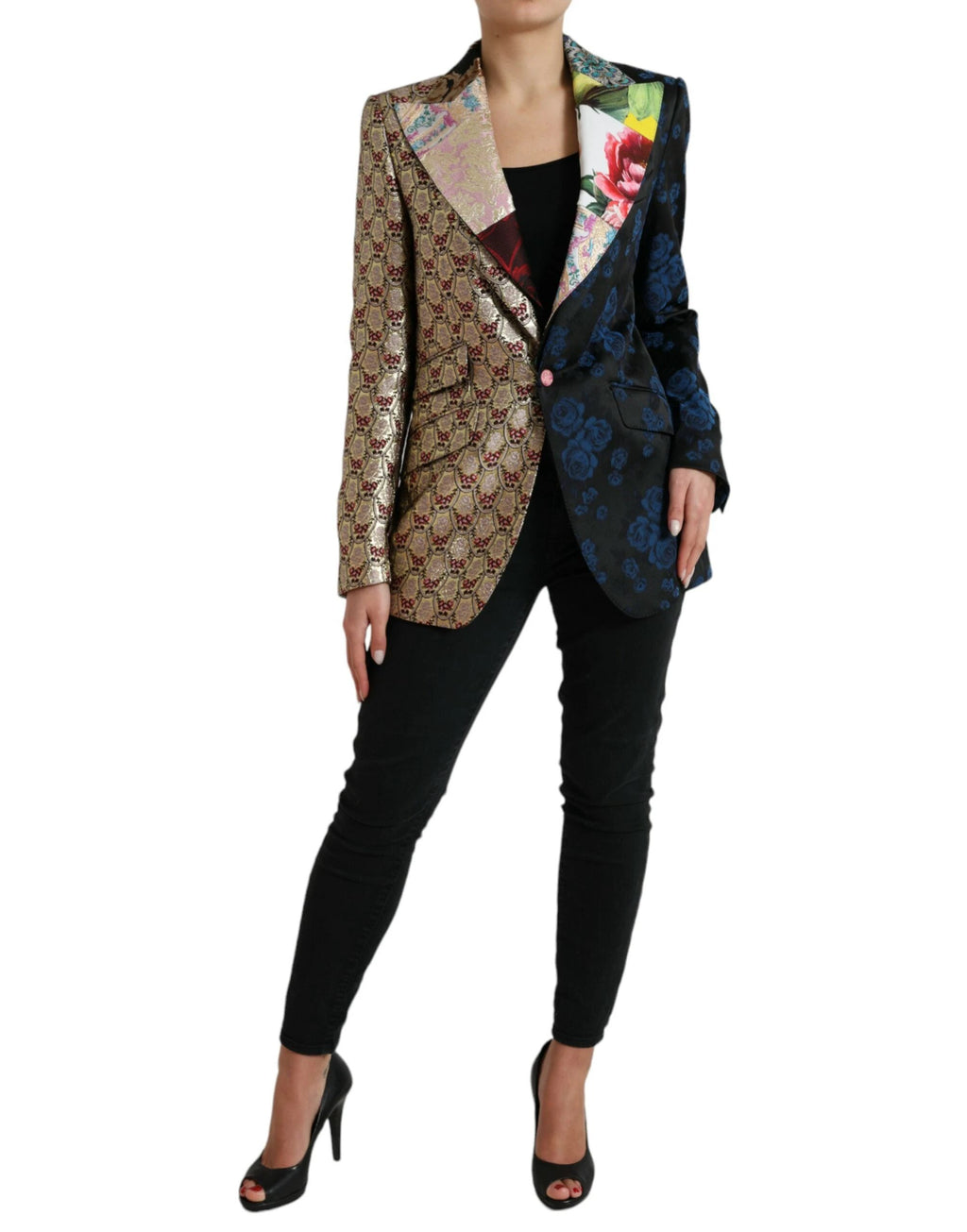 Dolce & Gabbana Multicolor Floral Patchwork Jacquard Jacket by Dolce & Gabbana