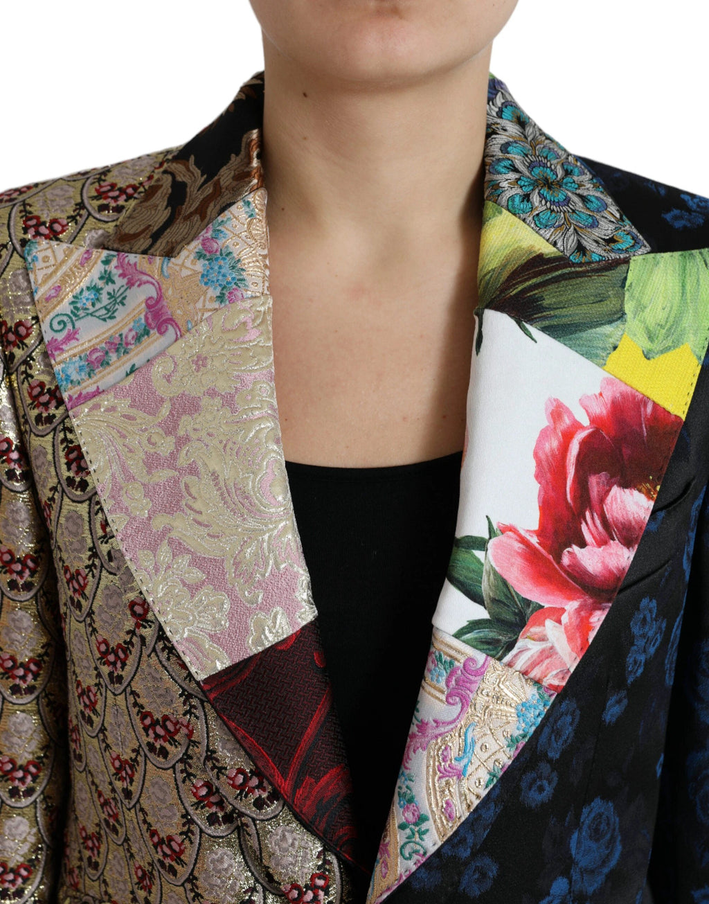 Dolce & Gabbana Multicolor Floral Patchwork Jacquard Jacket by Dolce & Gabbana