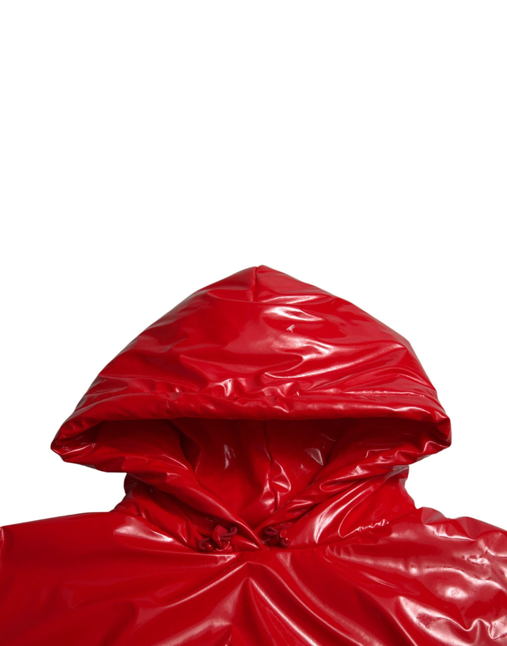 Dolce & Gabbana Shiny Red Hooded Cropped Short Coat Jacket by Dolce & Gabbana