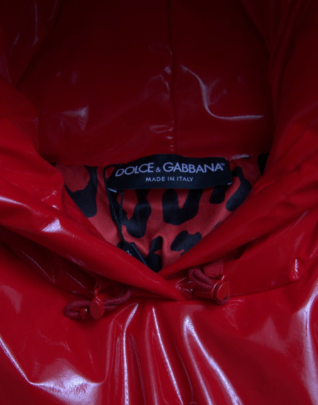 Dolce & Gabbana Shiny Red Hooded Cropped Short Coat Jacket by Dolce & Gabbana