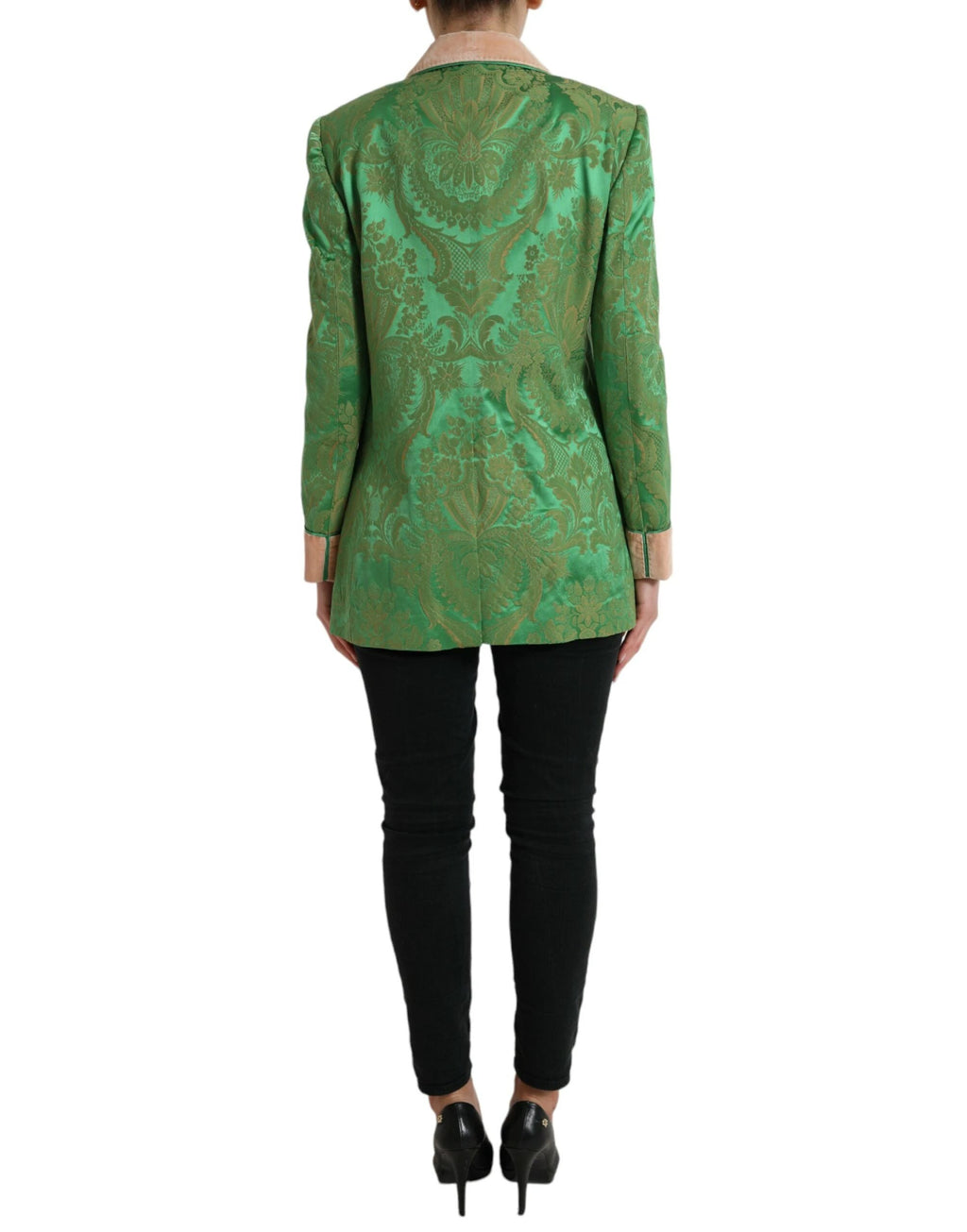 Dolce & Gabbana Green Floral Double Breasted Coat Jacket by Dolce & Gabbana