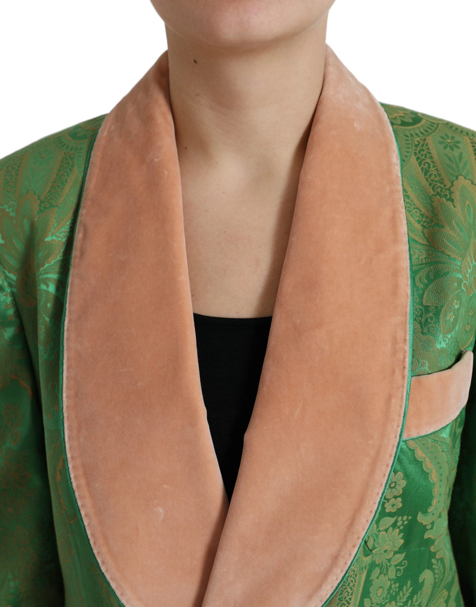Dolce & Gabbana Green Floral Double Breasted Coat Jacket by Dolce & Gabbana