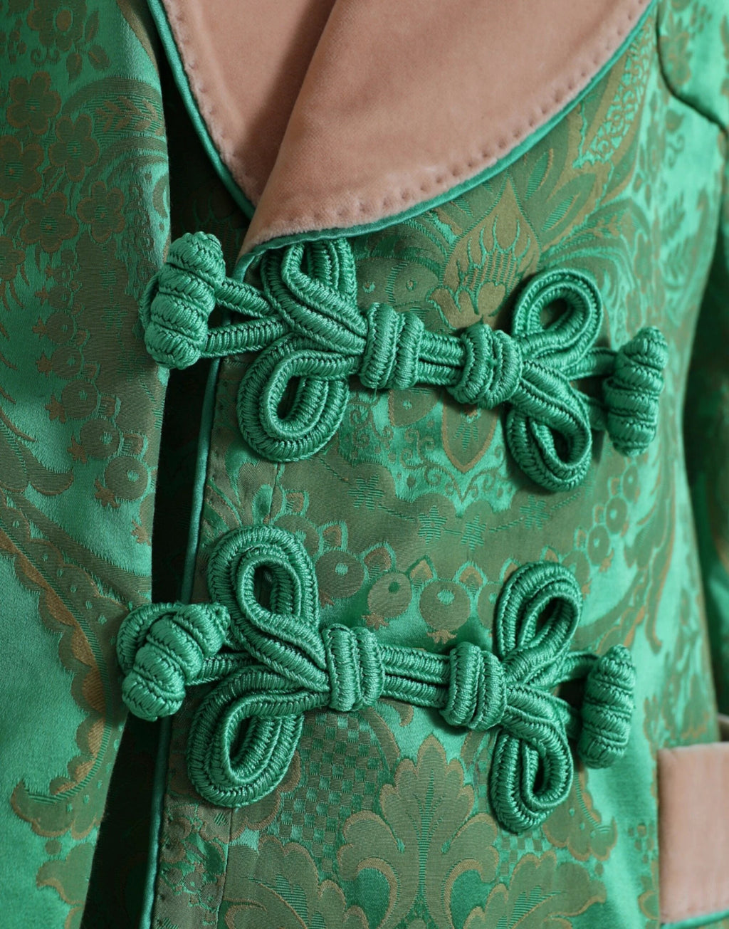 Dolce & Gabbana Green Floral Double Breasted Coat Jacket by Dolce & Gabbana