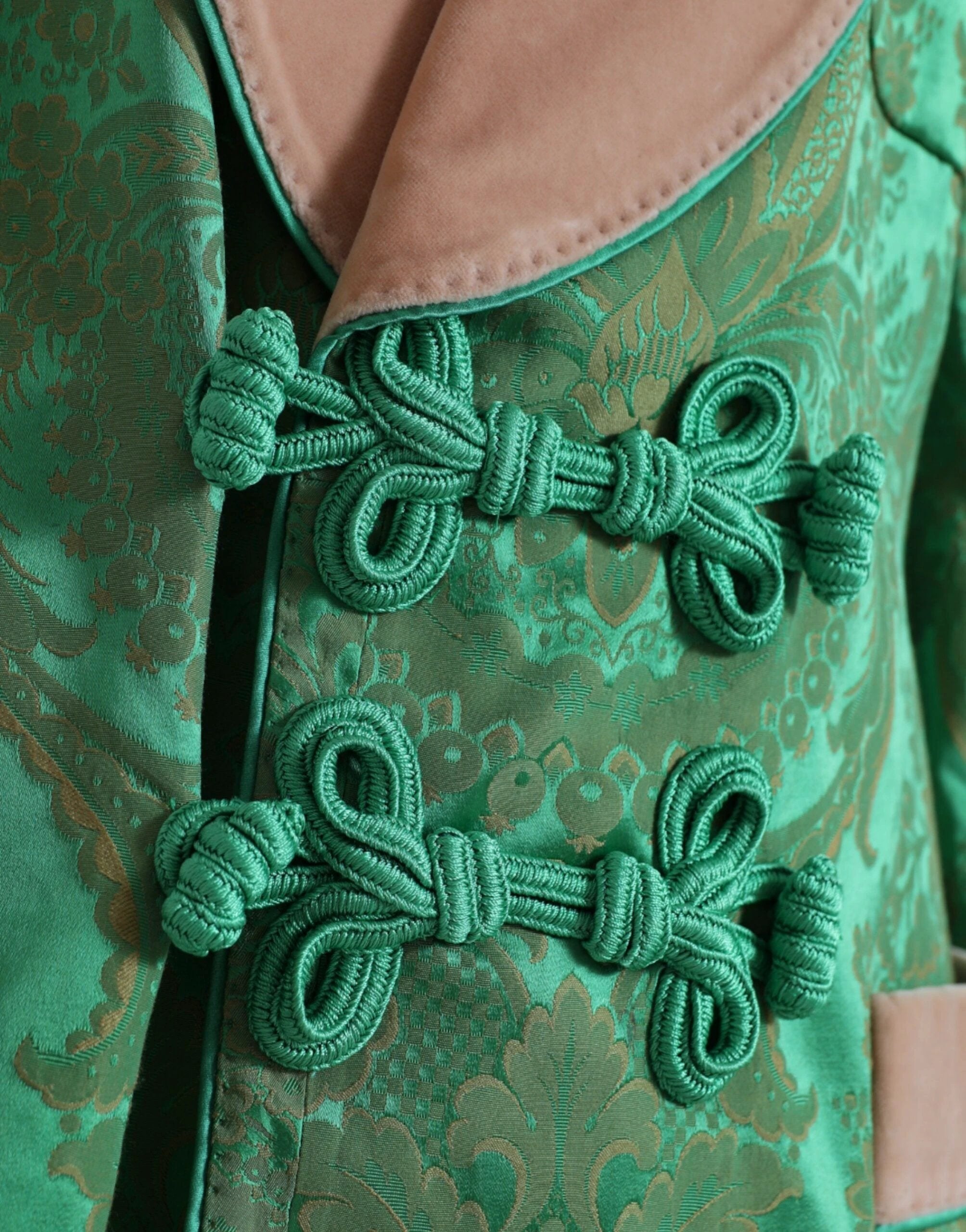 Dolce & Gabbana Green Floral Double Breasted Coat Jacket by Dolce & Gabbana