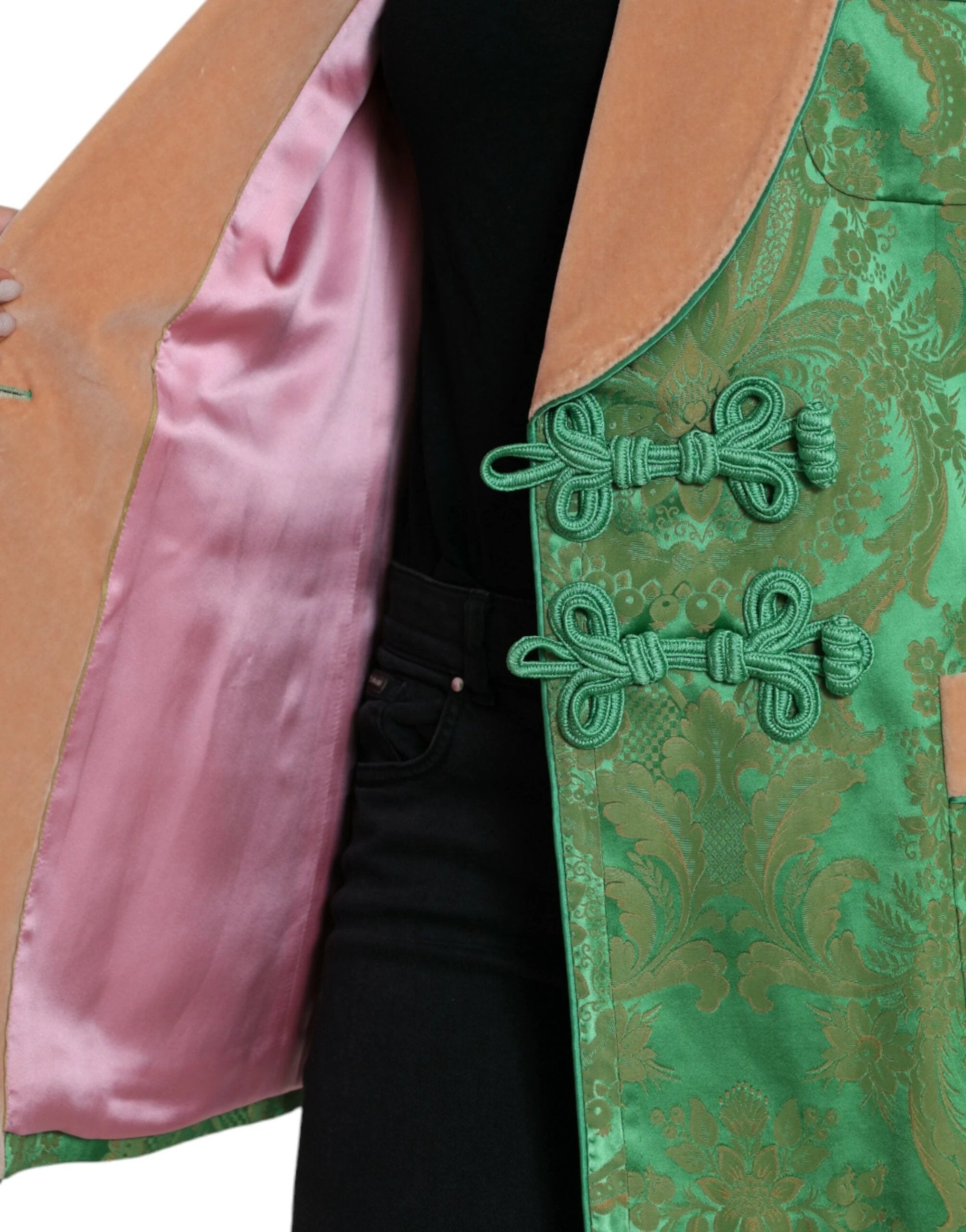 Dolce & Gabbana Green Floral Double Breasted Coat Jacket by Dolce & Gabbana