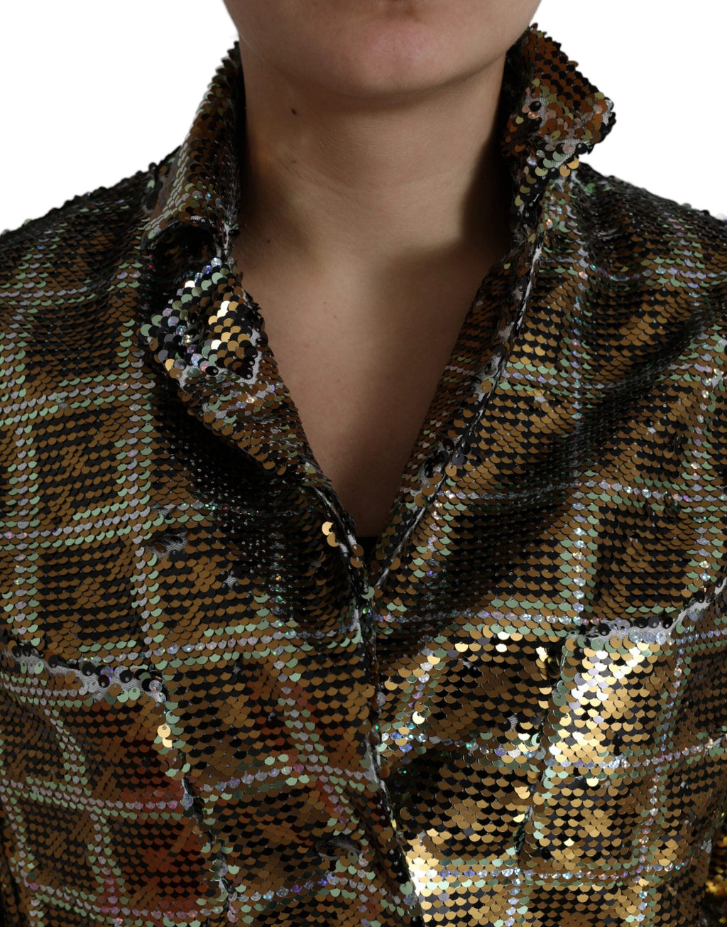 Dolce & Gabbana Multicolor Polyester Sequined Cropped Jacket by Dolce & Gabbana