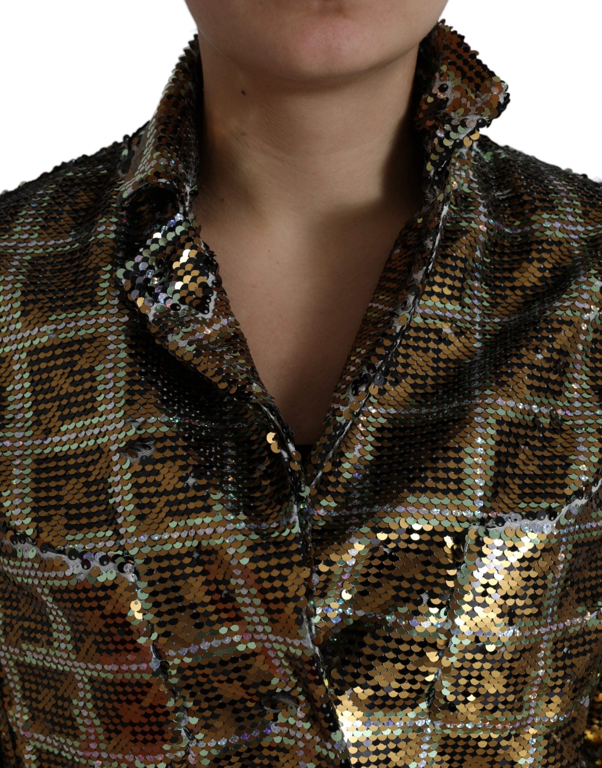 Dolce & Gabbana Multicolor Polyester Sequined Cropped Jacket by Dolce & Gabbana