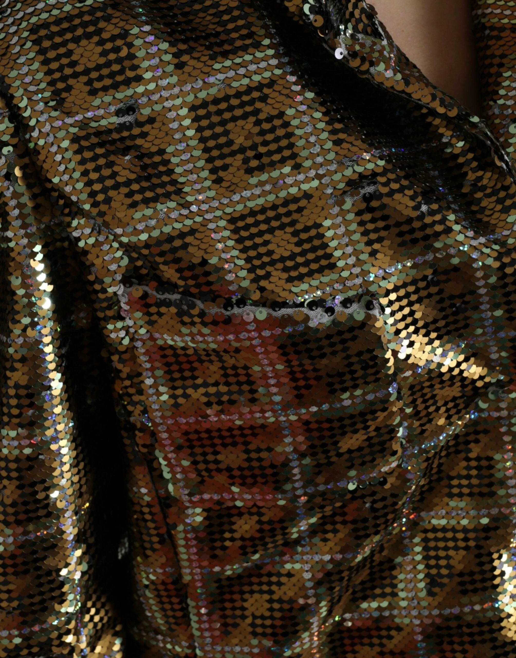 Dolce & Gabbana Multicolor Polyester Sequined Cropped Jacket by Dolce & Gabbana