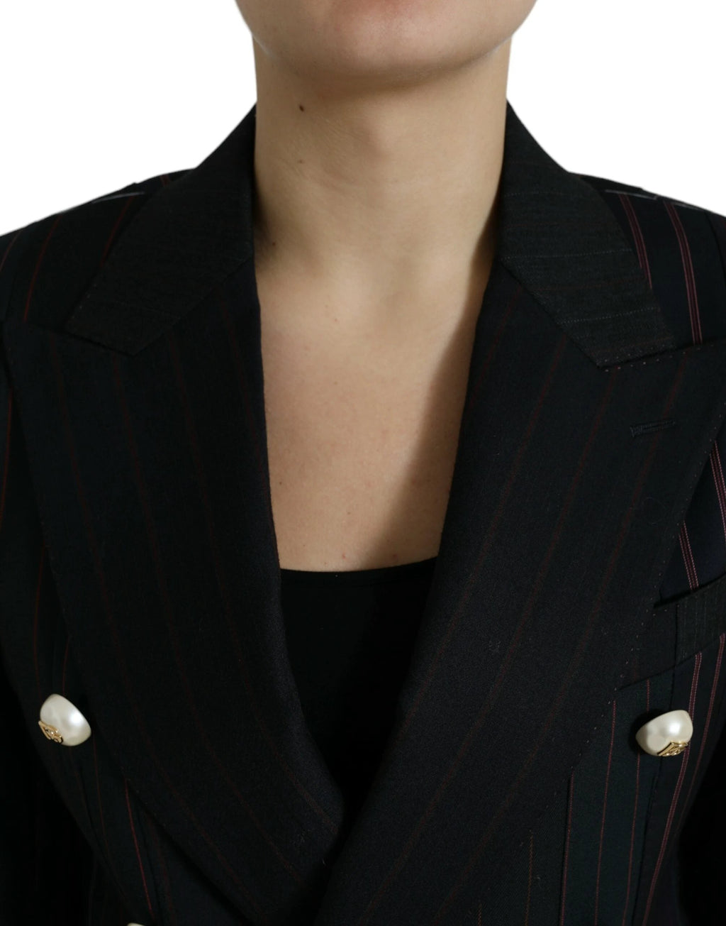 Dolce & Gabbana Black Striped SICILIA Double Breasted Jacket by Dolce & Gabbana