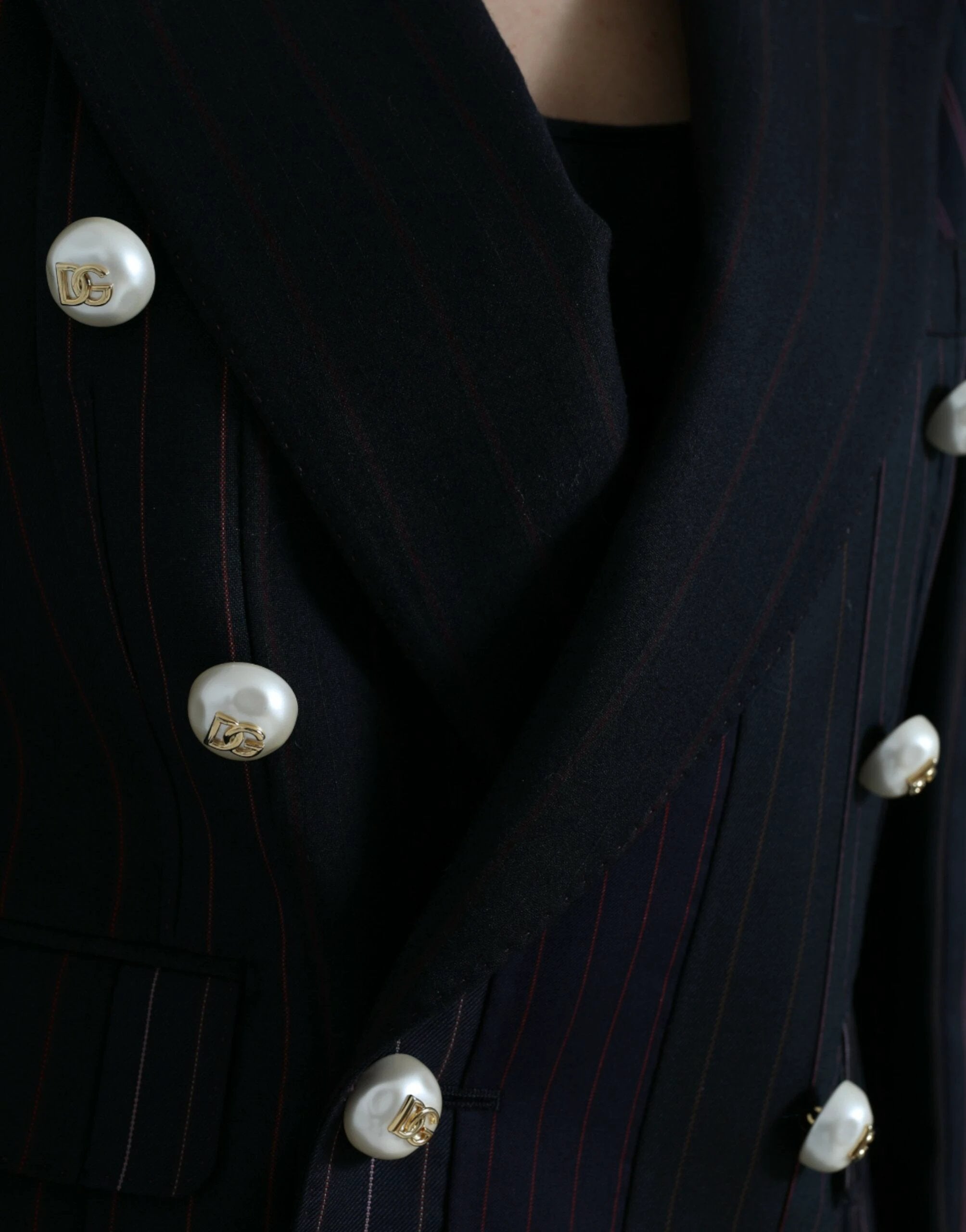 Dolce & Gabbana Black Striped SICILIA Double Breasted Jacket by Dolce & Gabbana