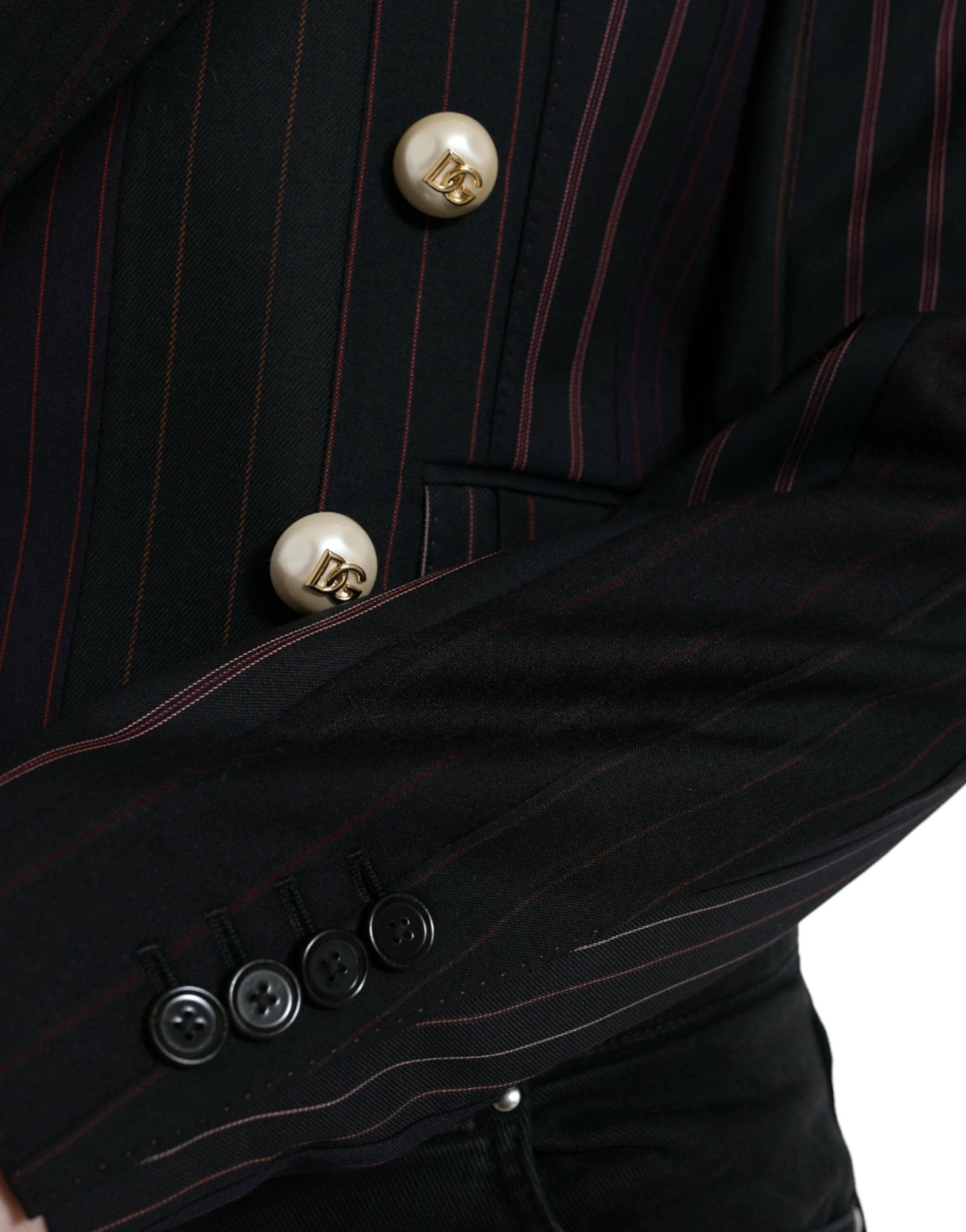 Dolce & Gabbana Black Striped SICILIA Double Breasted Jacket by Dolce & Gabbana