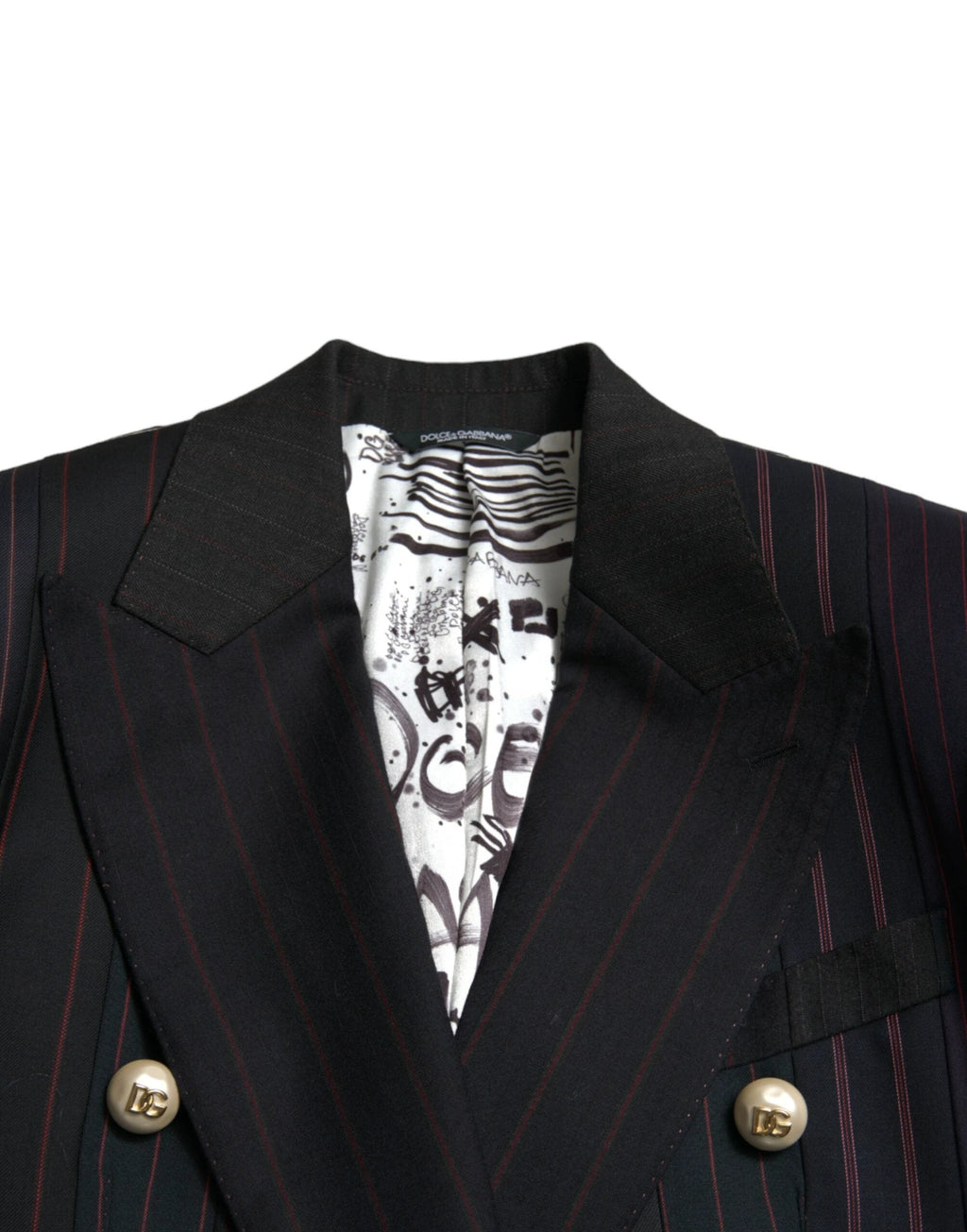 Dolce & Gabbana Black Striped SICILIA Double Breasted Jacket by Dolce & Gabbana
