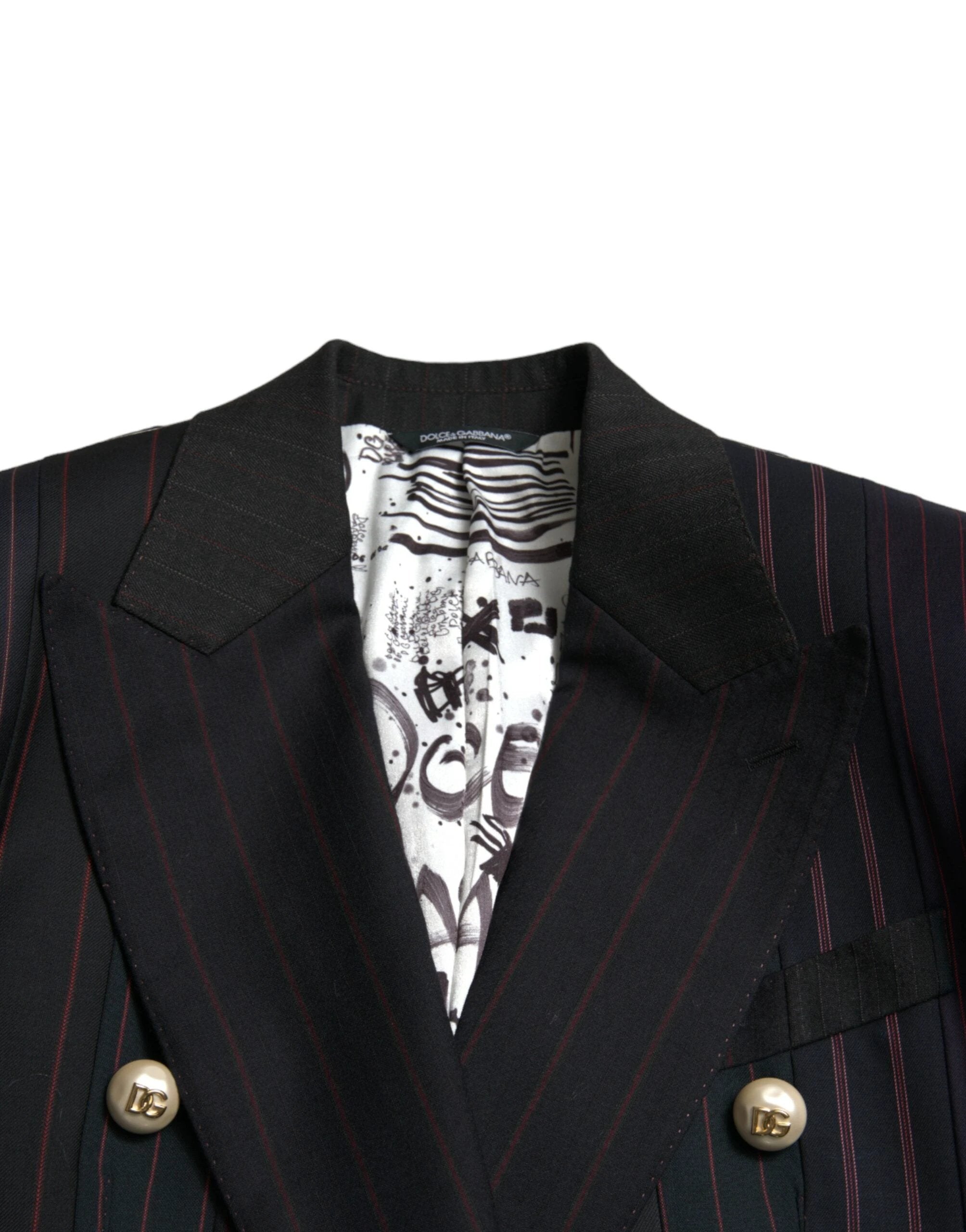 Dolce & Gabbana Black Striped SICILIA Double Breasted Jacket by Dolce & Gabbana
