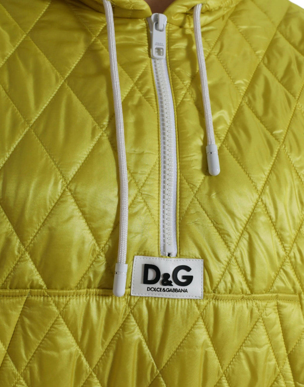 Dolce & Gabbana Yellow Nylon Quilted Hooded Pullover Jacket by Dolce & Gabbana