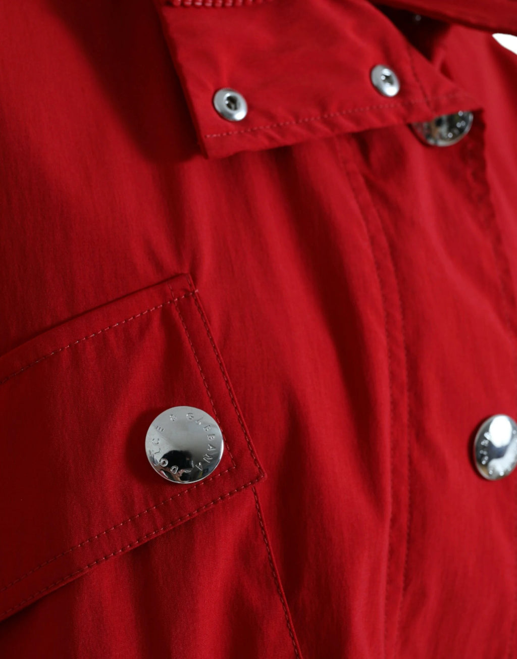 Dolce & Gabbana Red Polyester Hooded Button Rain Coat Jacket by Dolce & Gabbana