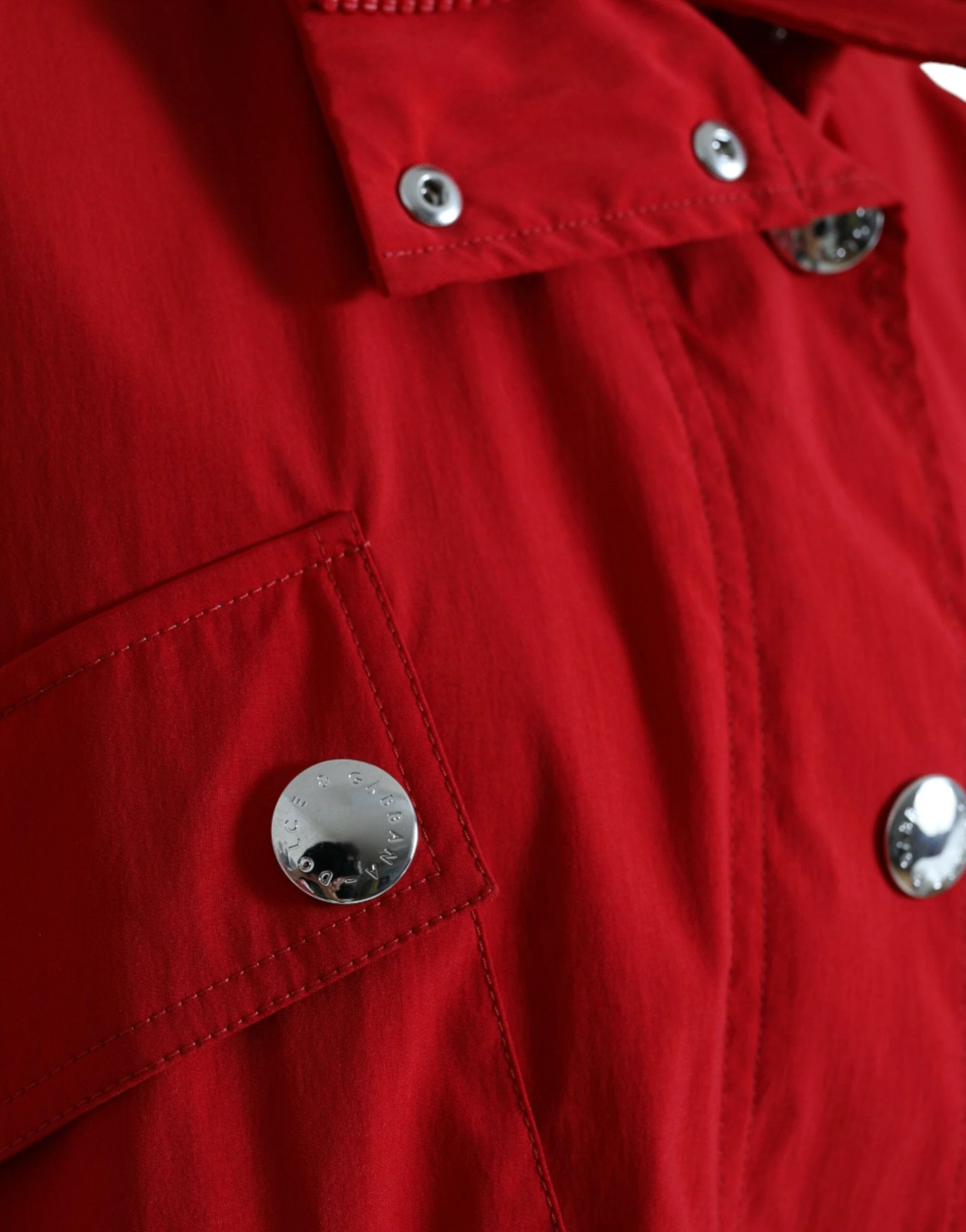 Dolce & Gabbana Red Polyester Hooded Button Rain Coat Jacket by Dolce & Gabbana