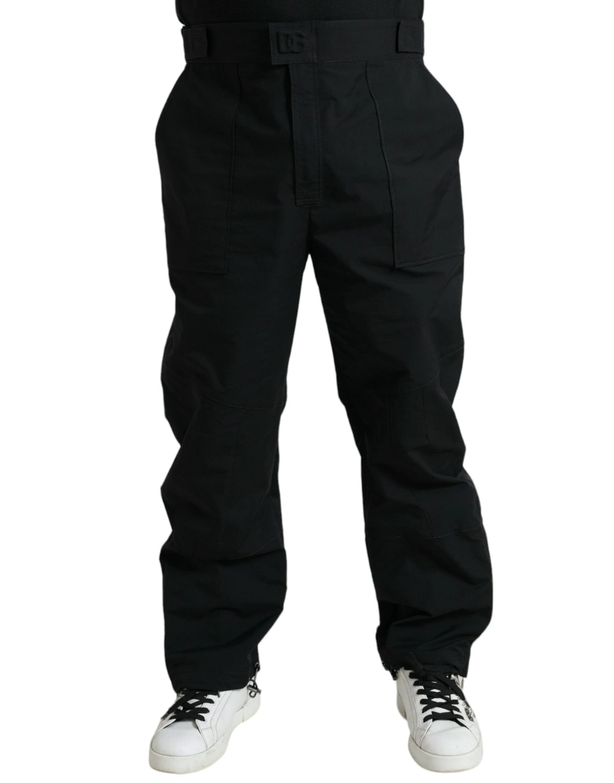 Dolce & Gabbana Black Polyester Logo Straight Pants by Dolce & Gabbana