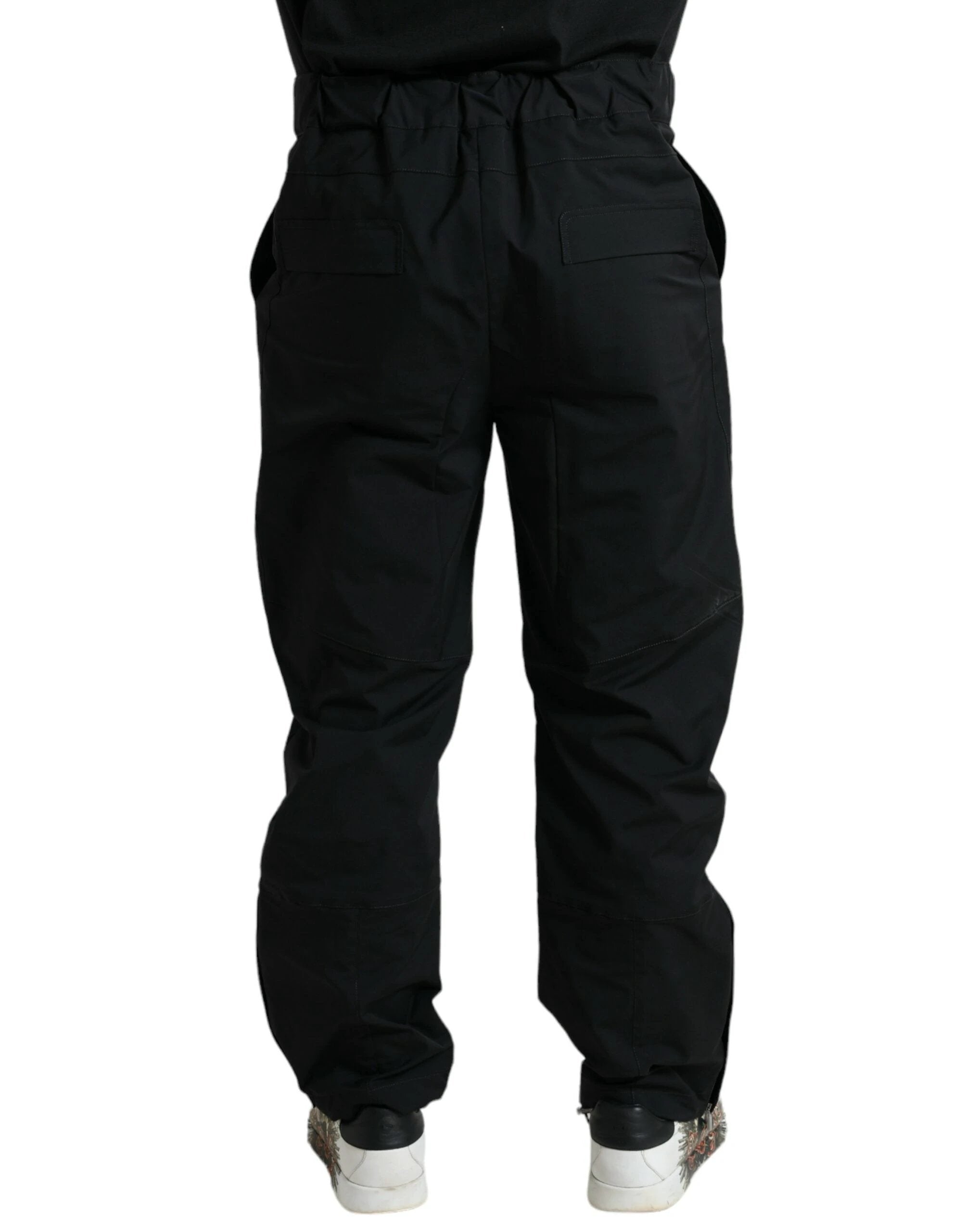 Dolce & Gabbana Black Polyester Logo Straight Pants by Dolce & Gabbana