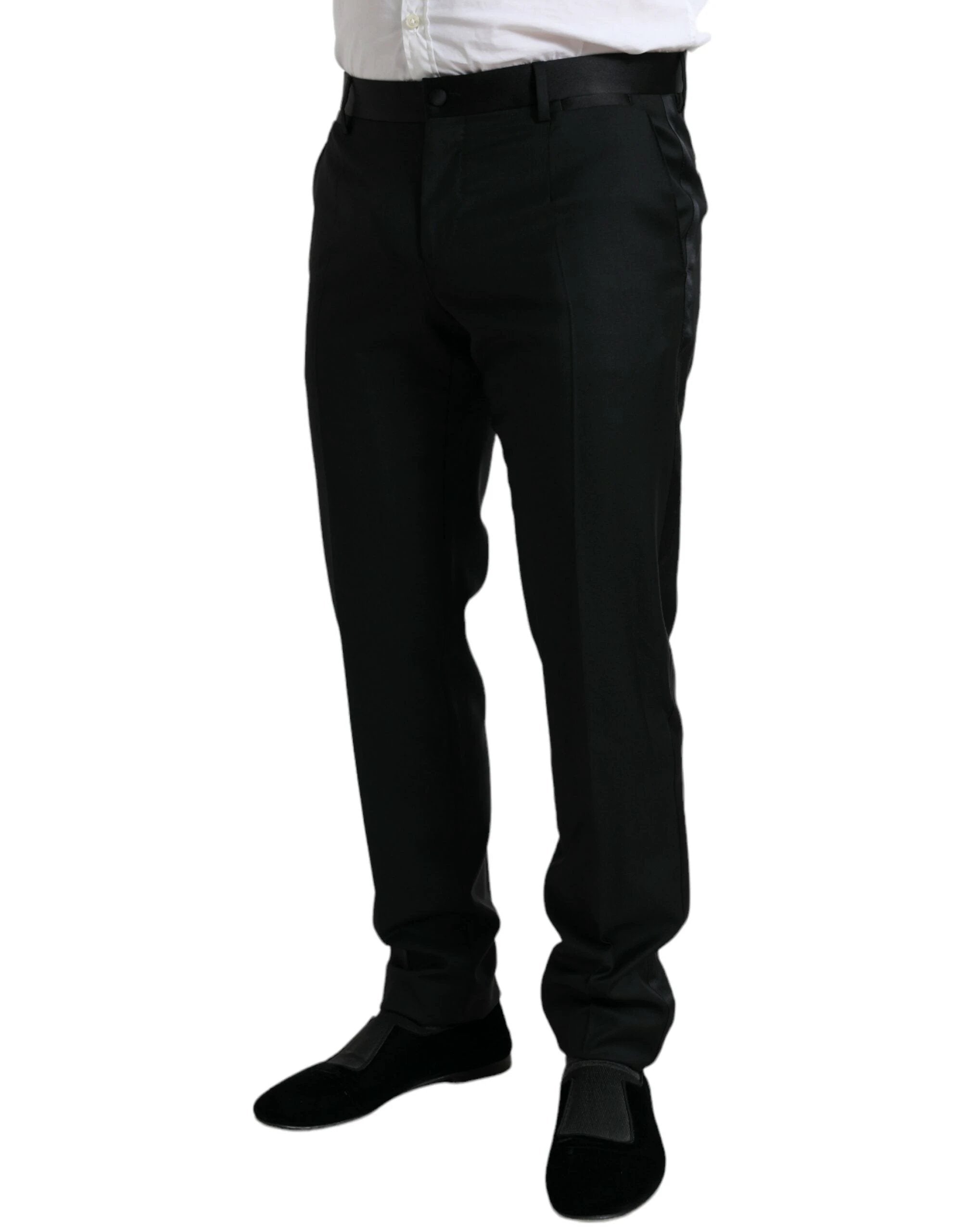 Dolce & Gabbana Black Wool Slim Fit Formal Trouser Dress Pants by Dolce & Gabbana