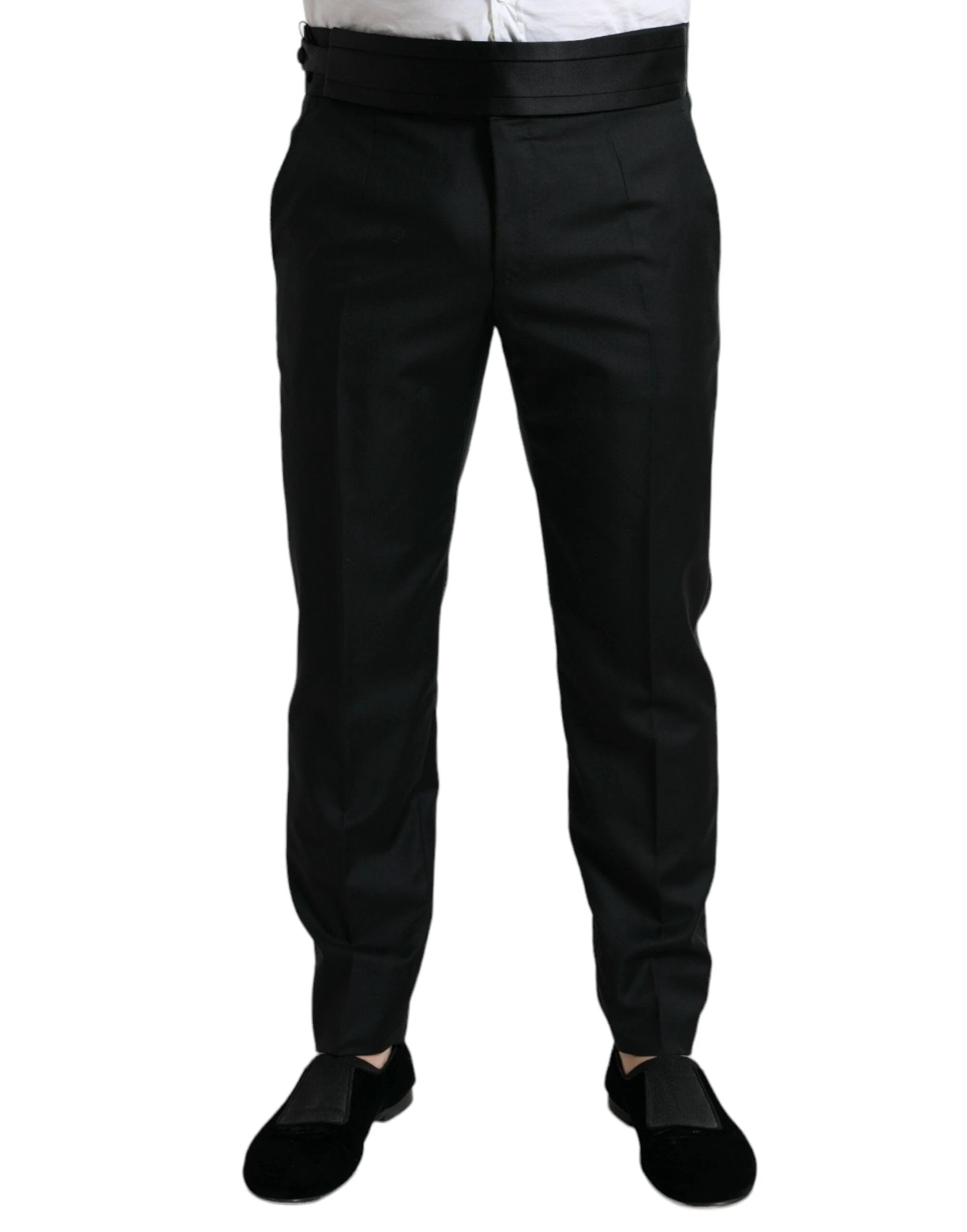 Dolce & Gabbana Black Wool Slim Fit Formal Trouser Dress Pants by Dolce & Gabbana