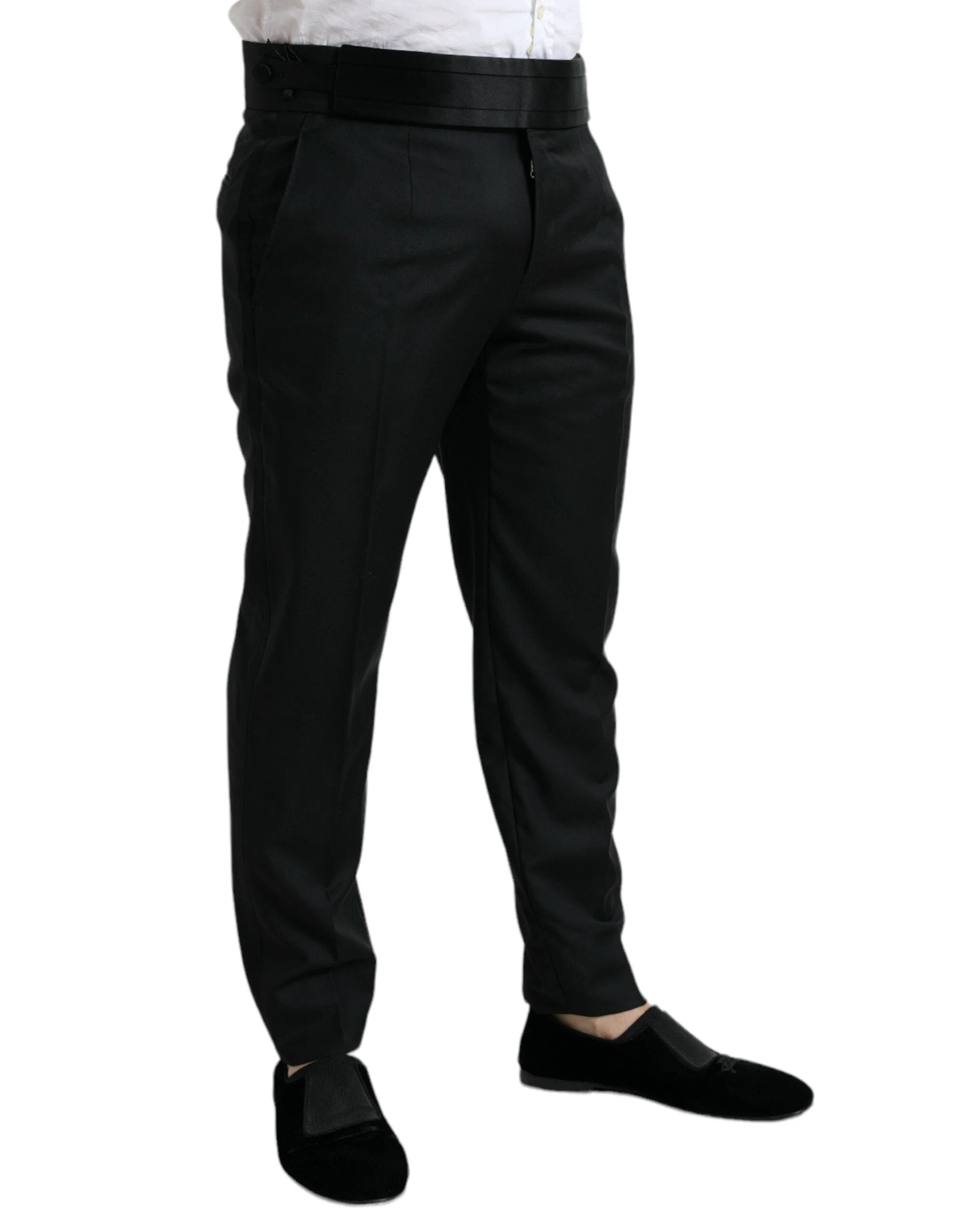 Dolce & Gabbana Black Wool Slim Fit Formal Trouser Dress Pants by Dolce & Gabbana