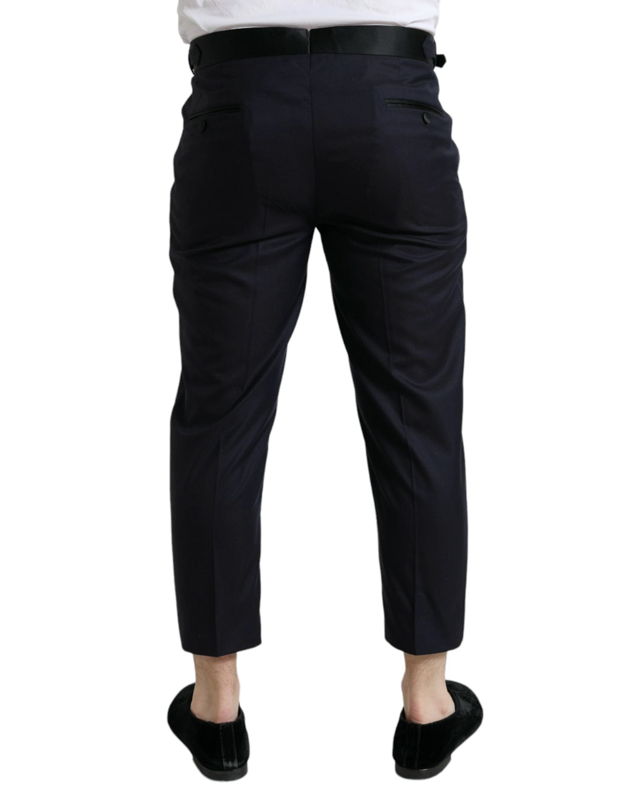 Dolce & Gabbana Blue Wool Cropped Tapered Pants by Dolce & Gabbana