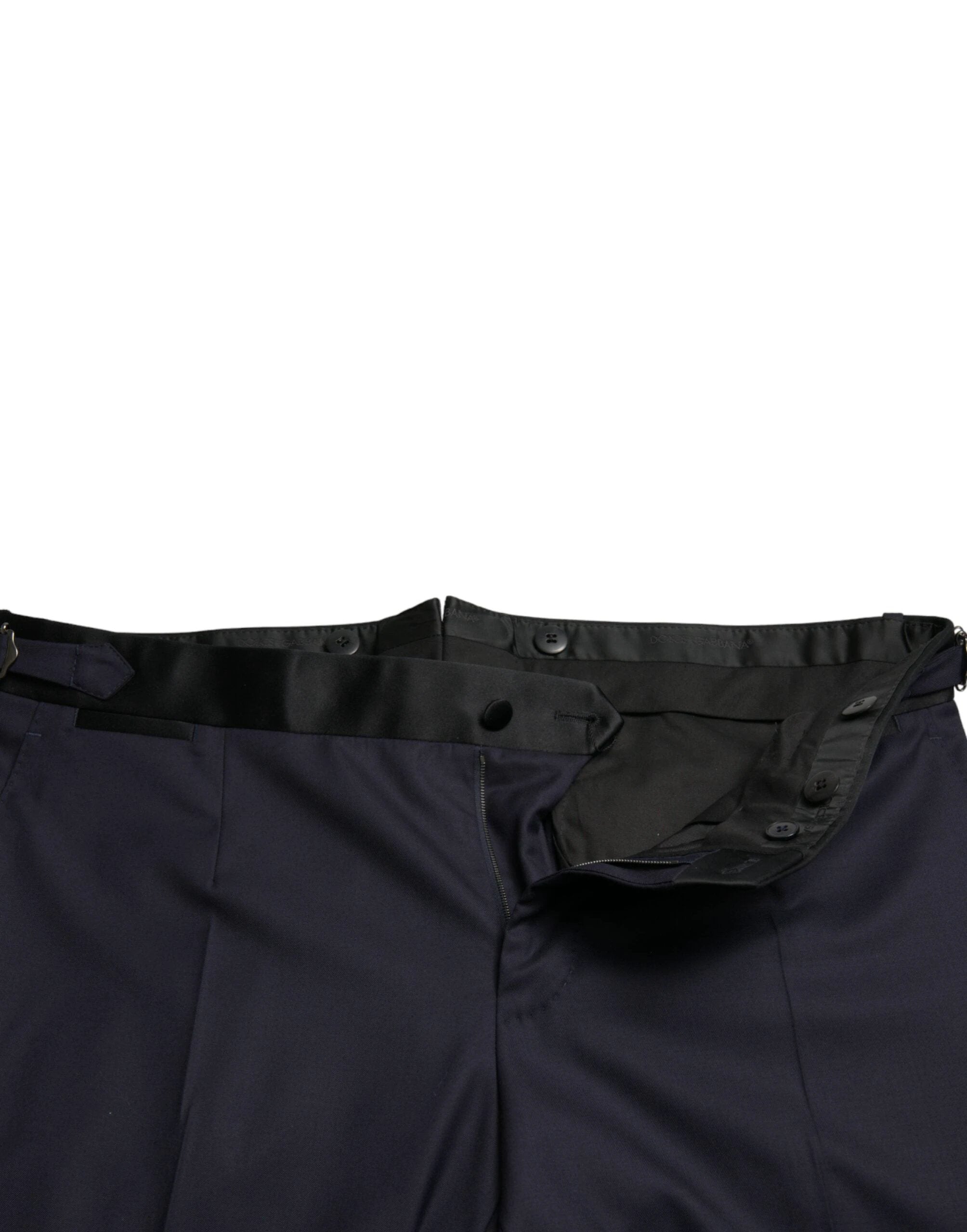 Dolce & Gabbana Blue Wool Cropped Tapered Pants by Dolce & Gabbana