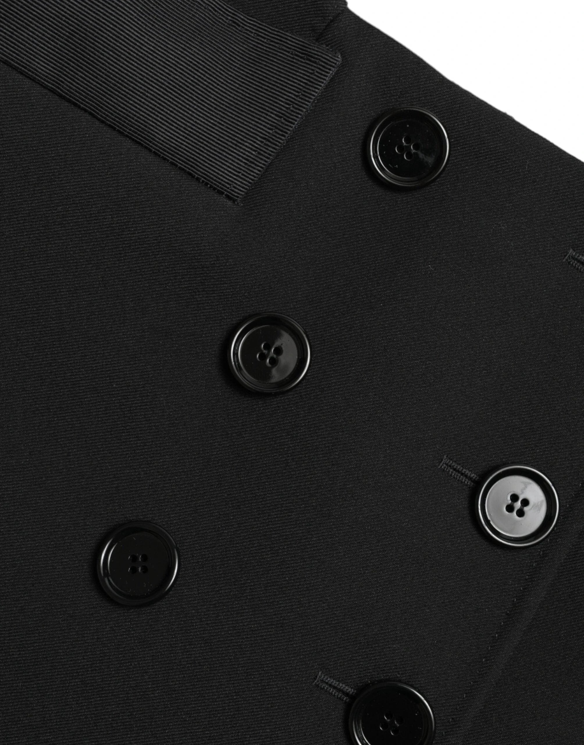 Dolce & Gabbana Black Wool Button High Waist Aline Mini Skirt by Dolce & Gabbana