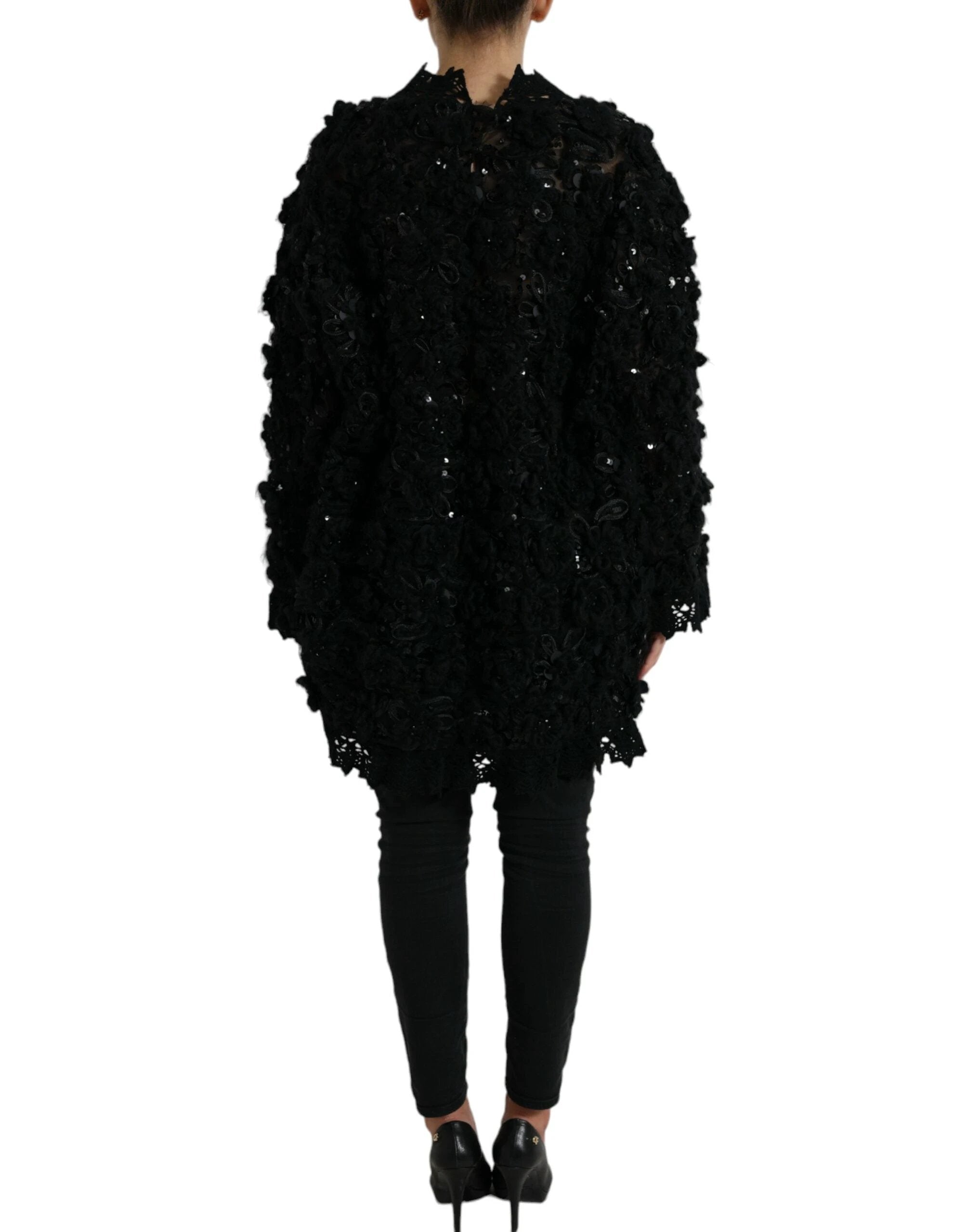 Dolce & Gabbana Black Sequined Embellished Pullover Sweater by Dolce & Gabbana